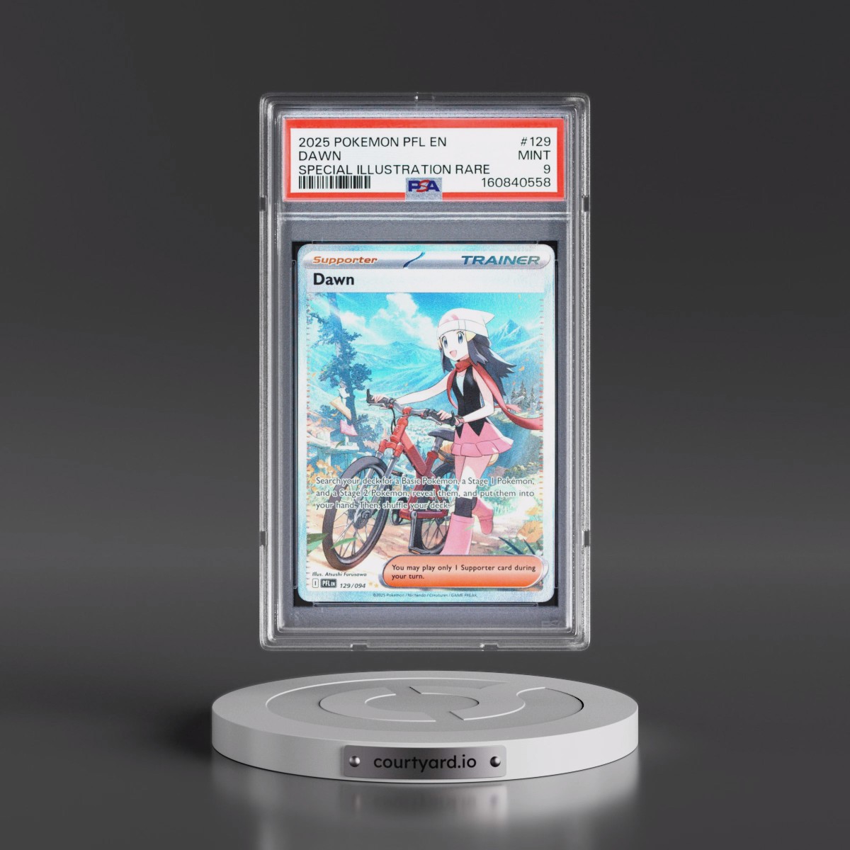 2025 Pokémon Pfl EN-Phantasmal Flames #129 Dawn - Special Illustration Rare (PSA 9 MINT)
