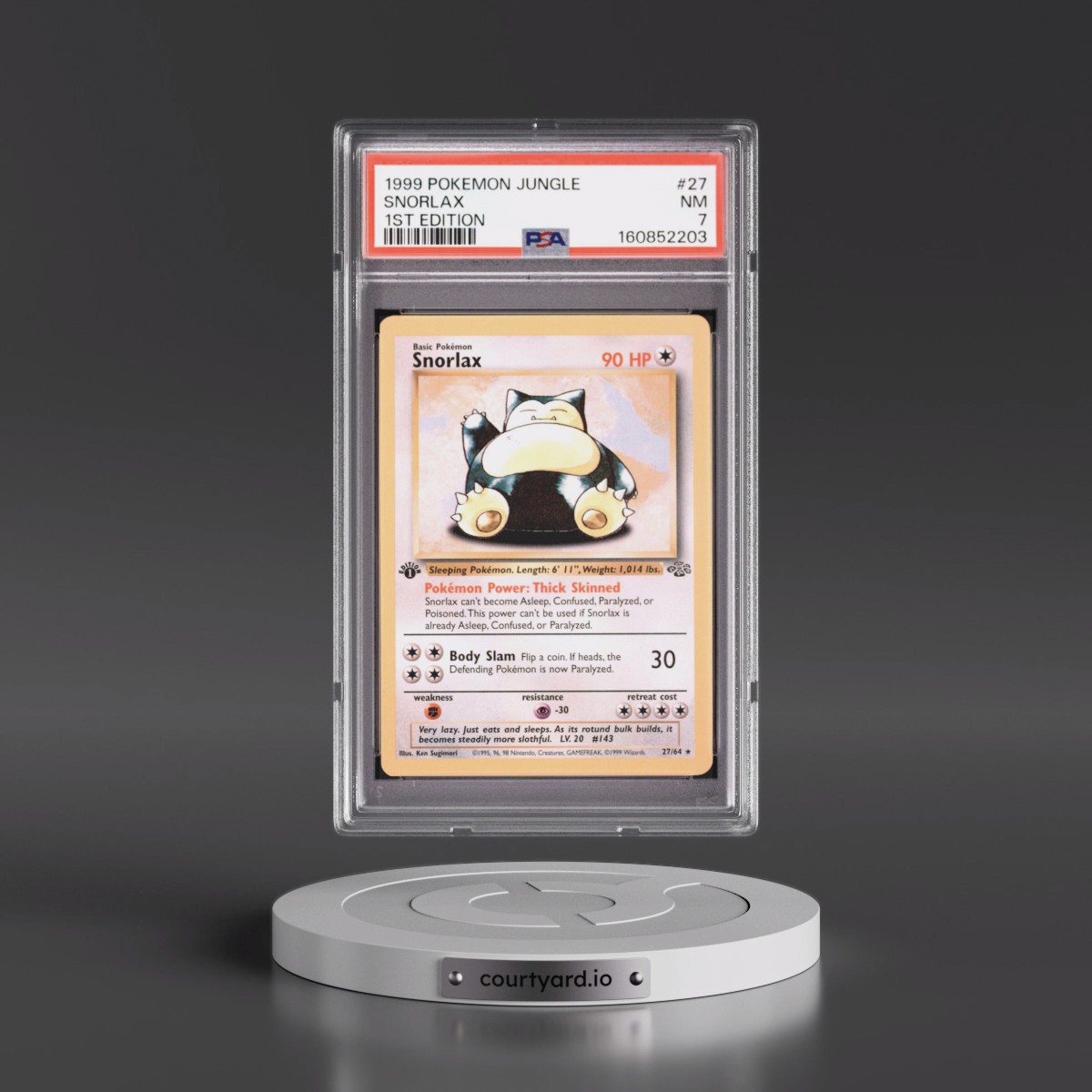 1999 Pokémon Jungle #27 Snorlax - 1st Edition (PSA 7 NM)