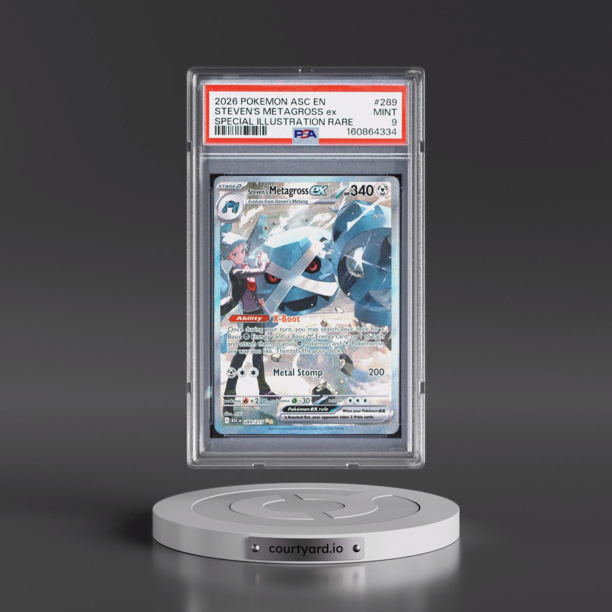 2026 Pokémon Asc EN-Ascended Heroes #289 Steven's Metagross EX - Holo Special Illustration Rare (PSA 9 MINT)