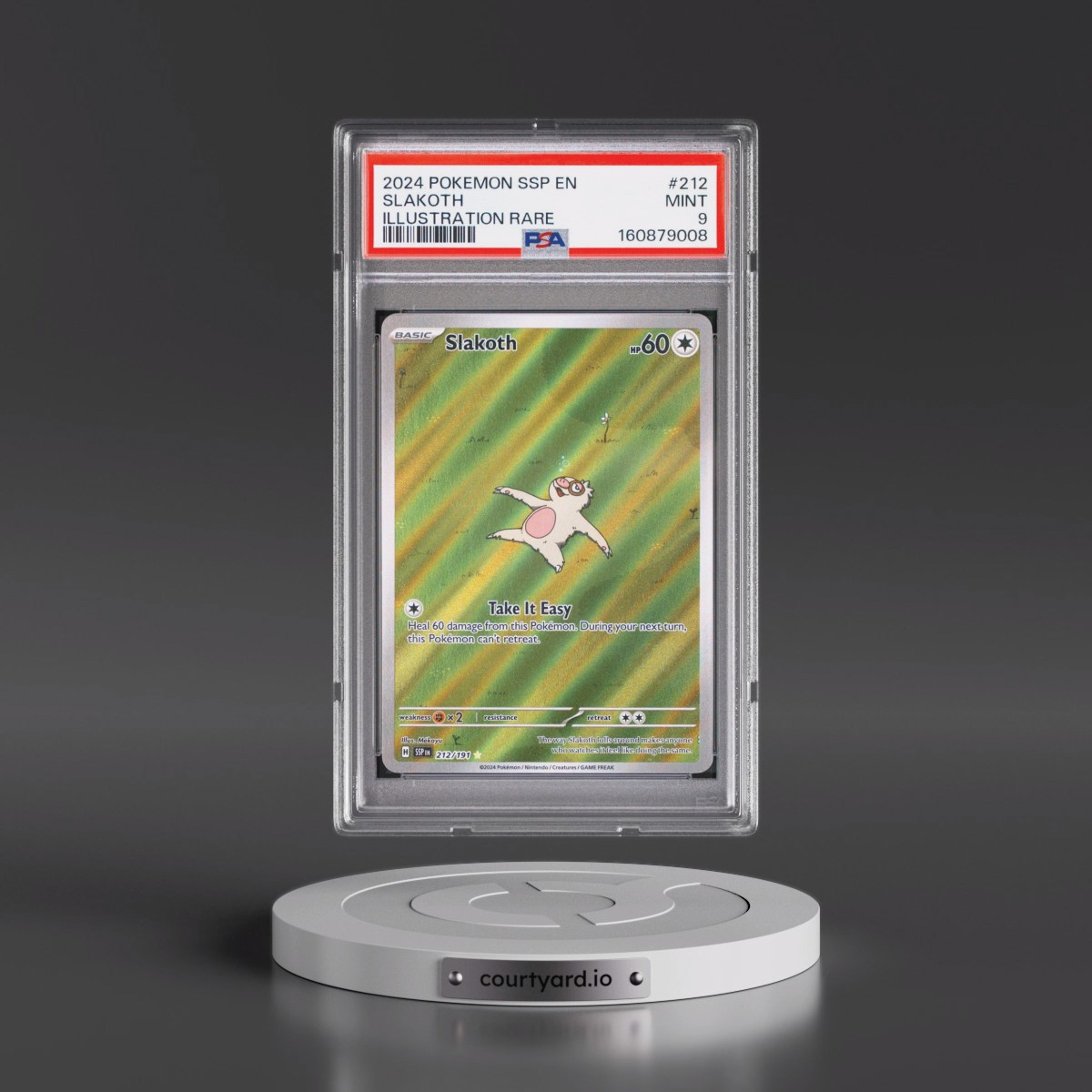 2024 Pokémon Ssp EN-Surging Sparks #212 Slakoth - Illustration Rare (PSA 9 MINT)