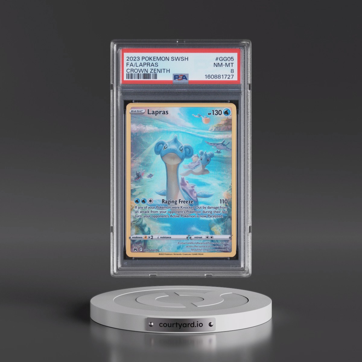 2023 Pokémon Sword and Shield Crown Zenith #GG05 Lapras - Full Art (PSA 8 NM-MT)