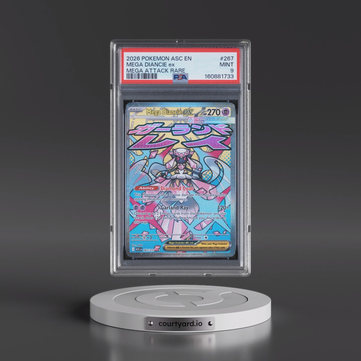 2026 Pokémon Asc EN-Ascended Heroes #267 Mega Diancie EX - Holo Mega Attack Rare (PSA 9 MINT)