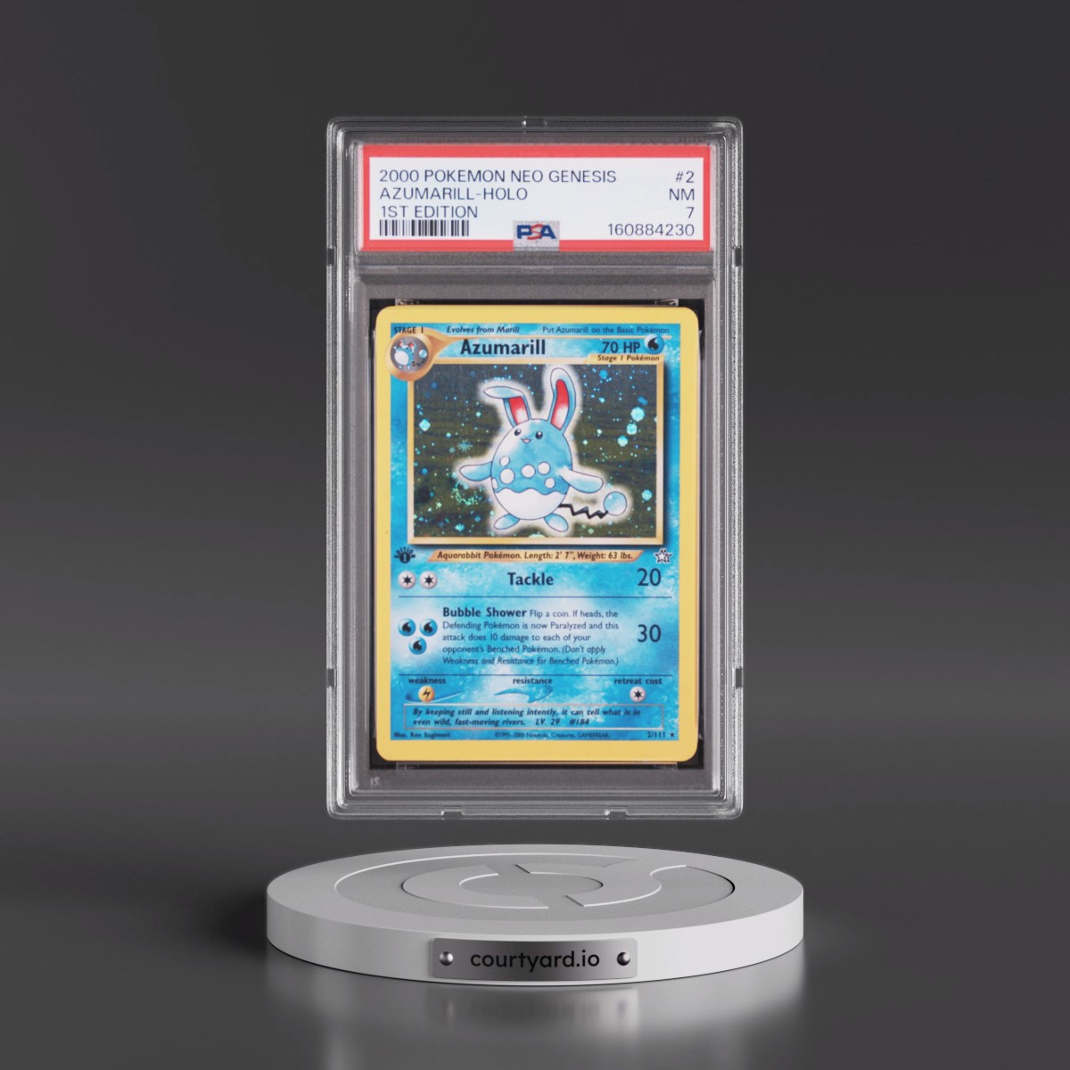 2000 Pokémon Neo Genesis #2 Azumarill - 1st Edition Holo (PSA 7 NM)