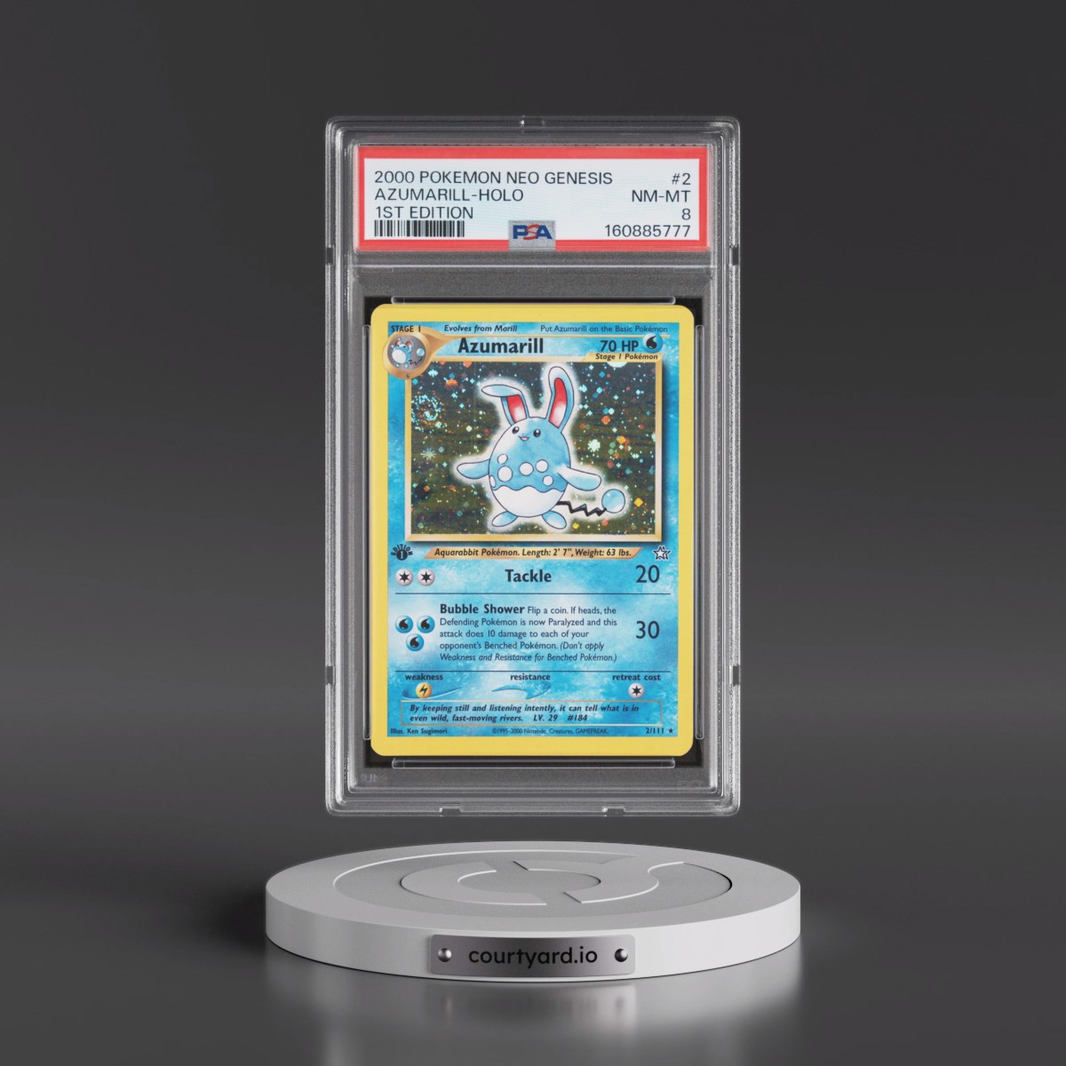 2000 Pokémon Neo Genesis #2 Azumarill - 1st Edition Holo (PSA 8 NM-MT)