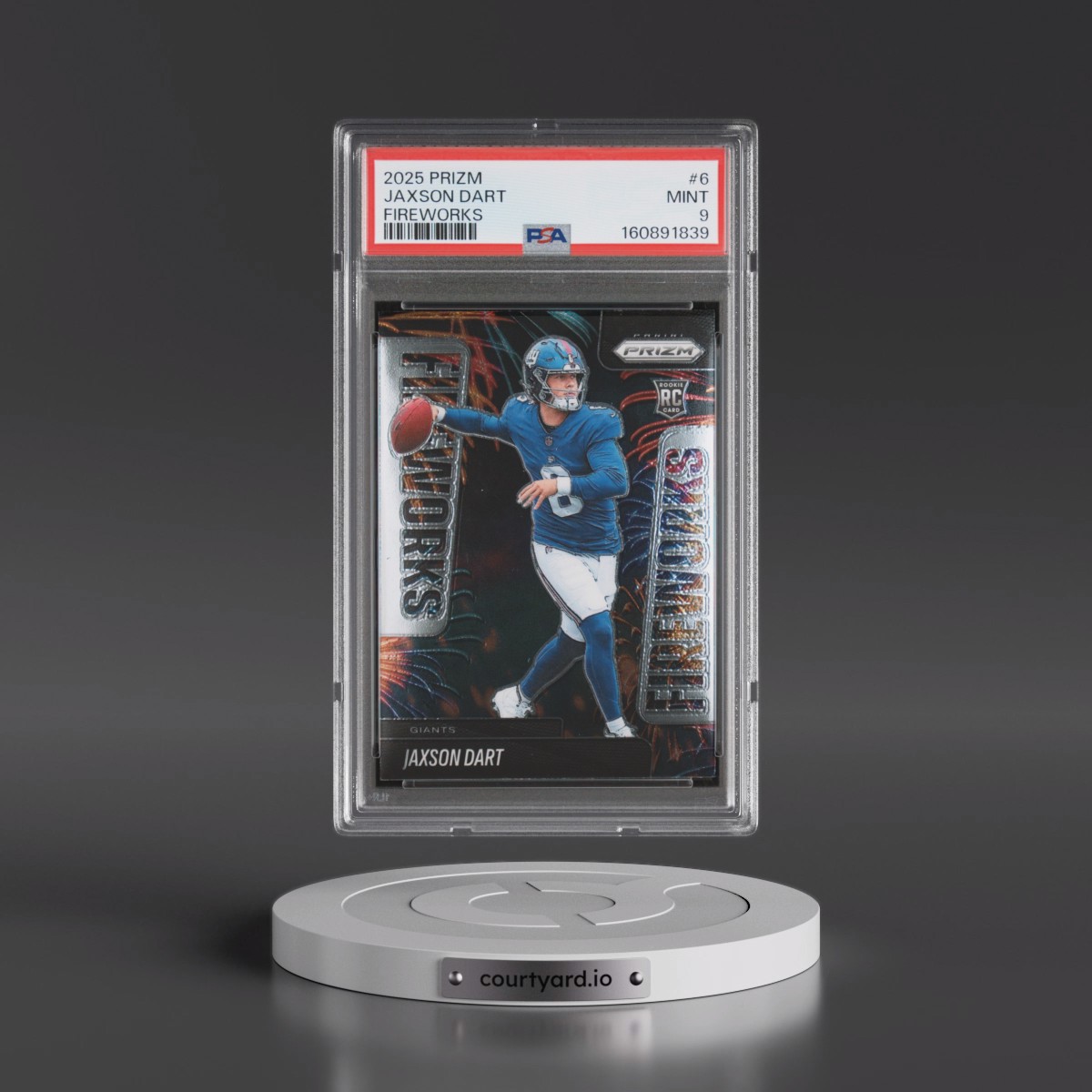 2025 Panini Prizm Fireworks Jaxson Dart #6 PSA 9