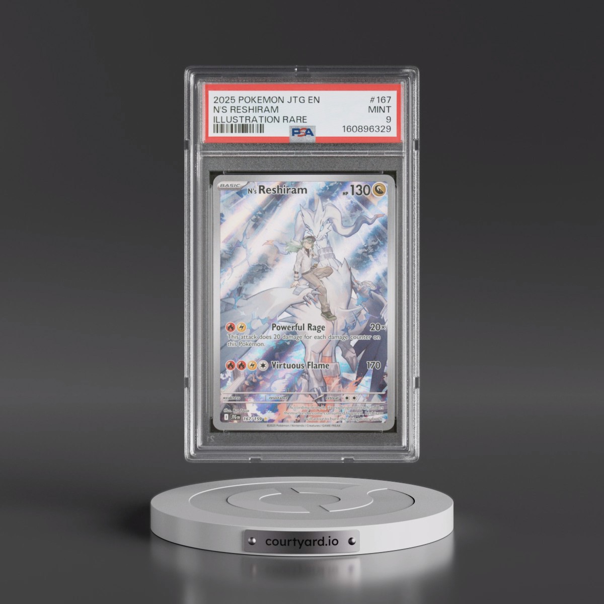 2025 Pokémon Jtg EN-Journey Together #167 N's Reshiram - Illustration Rare (PSA 9 MINT)