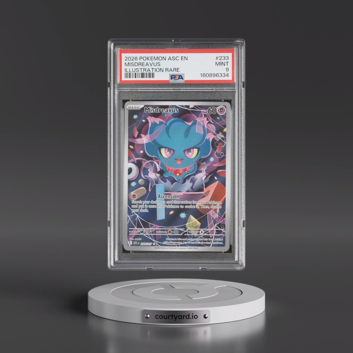 2026 Pokémon Asc EN-Ascended Heroes #233 Misdreavus - Illustration Rare (PSA 9 MINT)