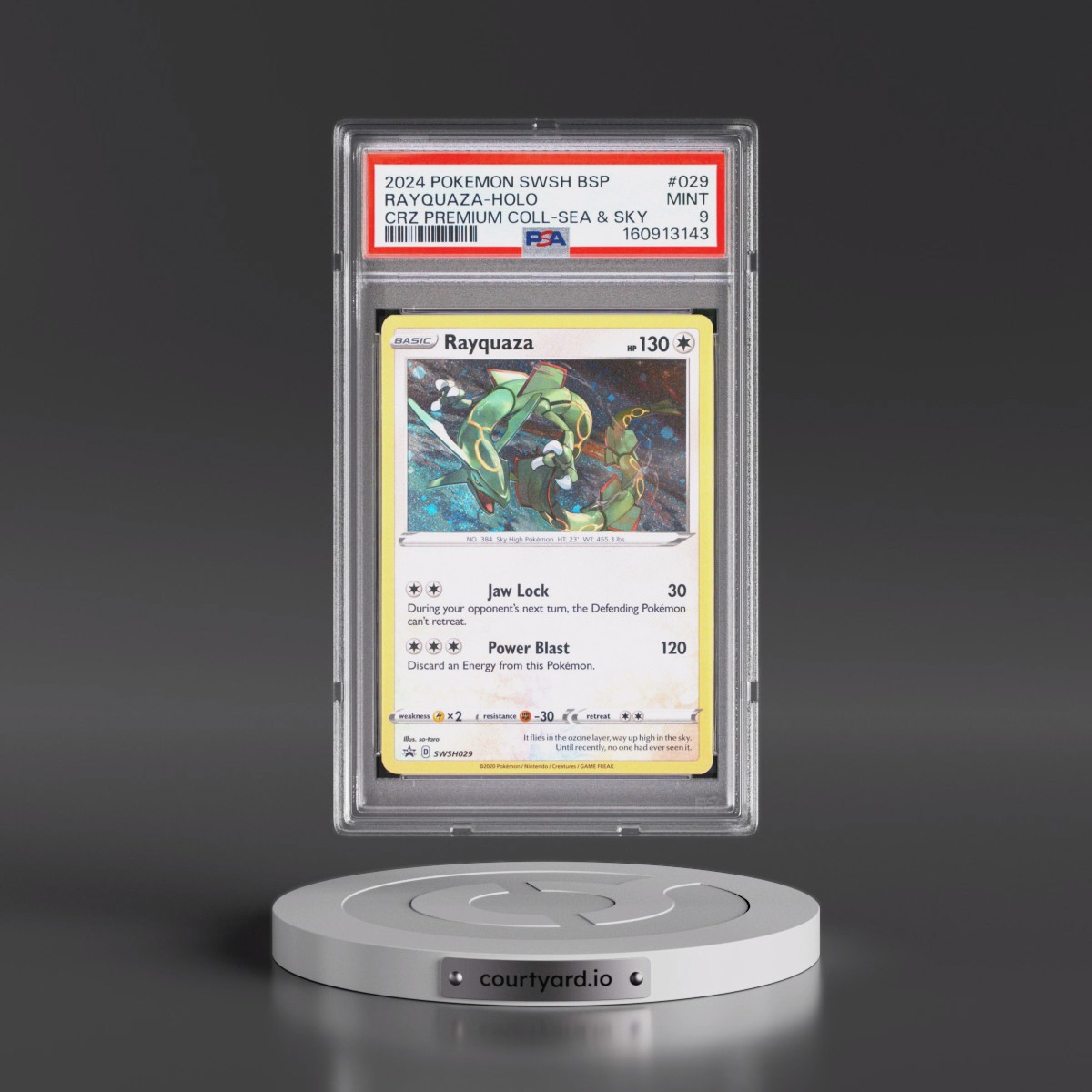 2024 Pokémon Swsh Black Star Promo #029 Rayquaza - Holo Crown Zenith Premium Collection Sea & Sky (PSA 9 MINT)