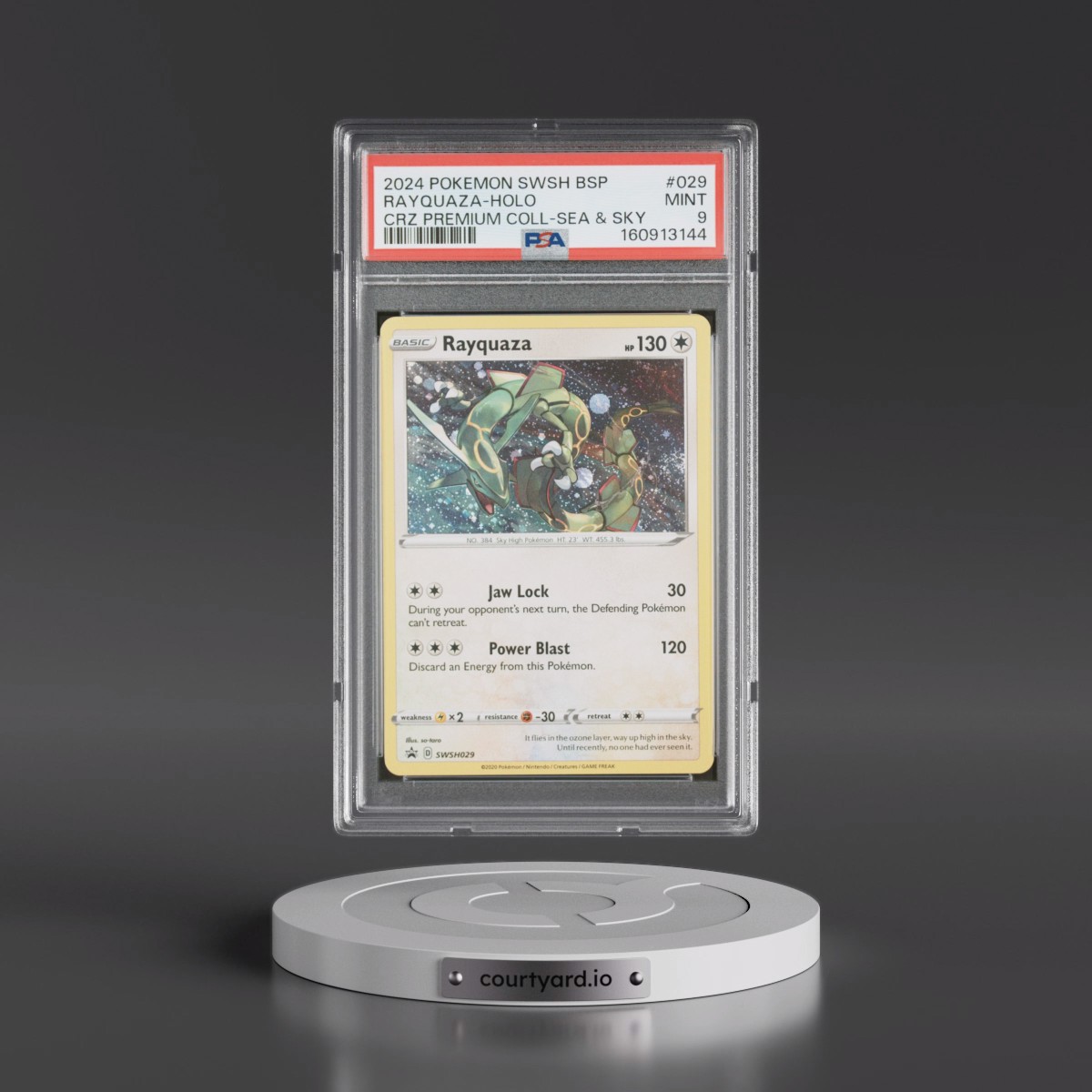 2024 Pokémon Swsh Black Star Promo #029 Rayquaza - Holo Crown Zenith Premium Collection Sea & Sky (PSA 9 MINT)