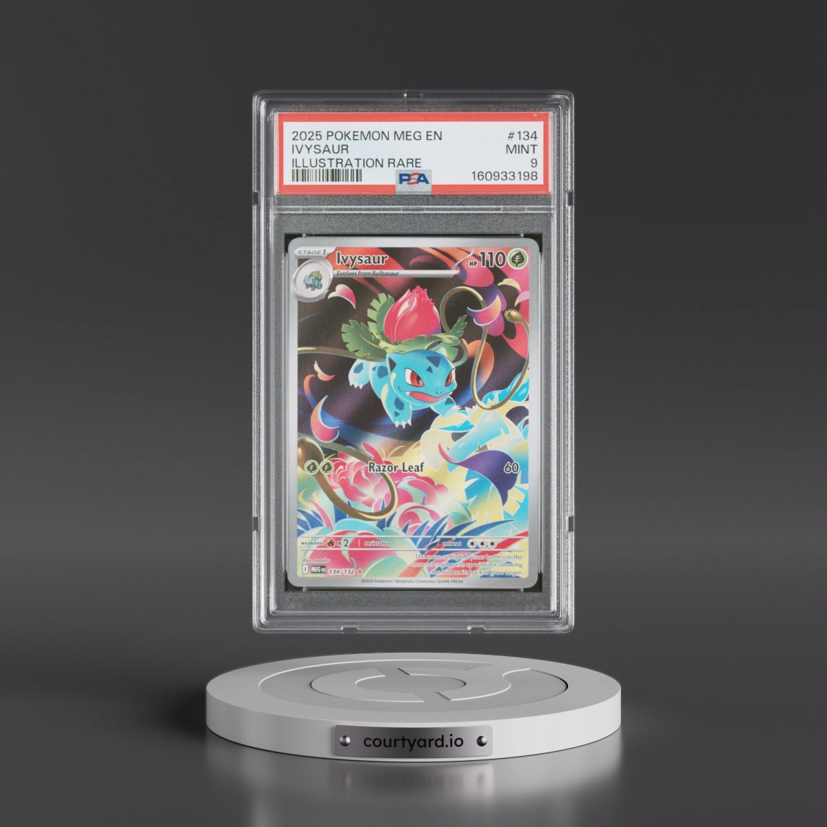 2025 Pokémon Meg EN-Mega Evolution #134 Ivysaur - Illustration Rare (PSA 9 MINT)