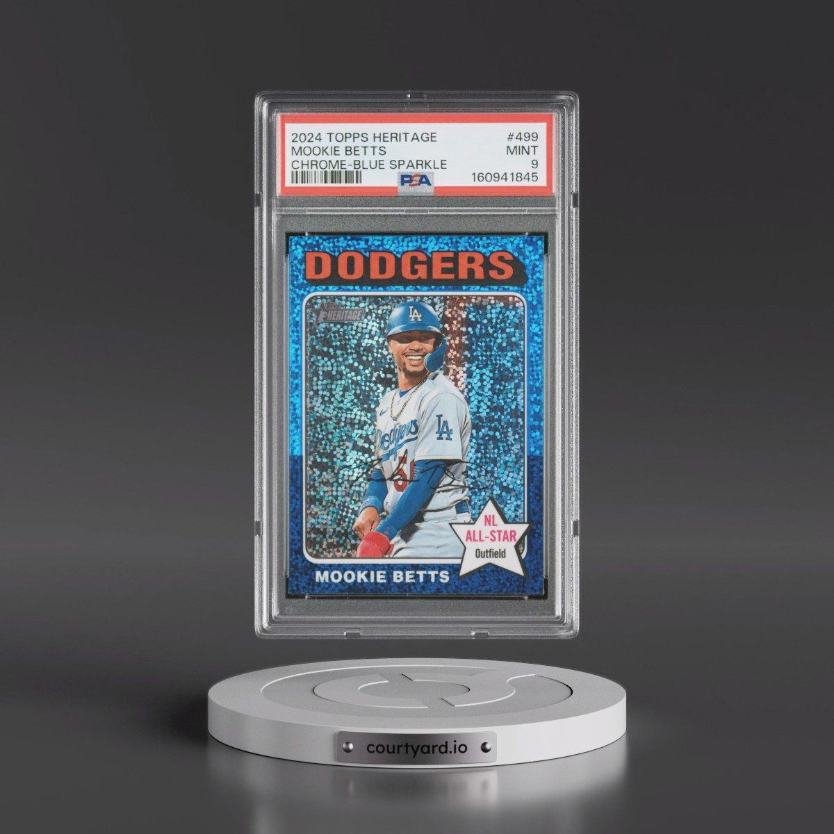 2024 Topps Heritage Mookie Betts - Chrome-Blue Sparkle #499 PSA 9