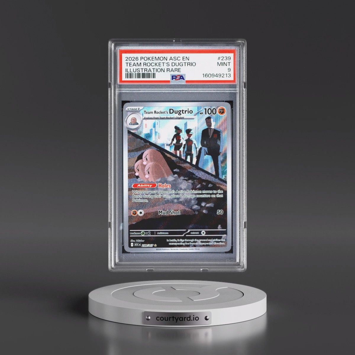 2026 Pokémon Asc EN-Ascended Heroes #239 Team Rocket's Dugtrio - Illustration Rare (PSA 9 MINT)
