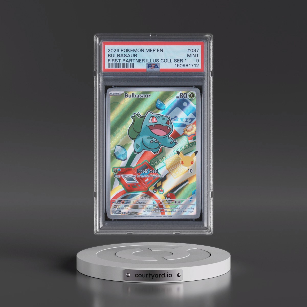 2026 Pokémon Mep EN-Me Black Star Promo #037 Bulbasaur - First Partner Illustration Collection Series 1 (PSA 9 MINT)