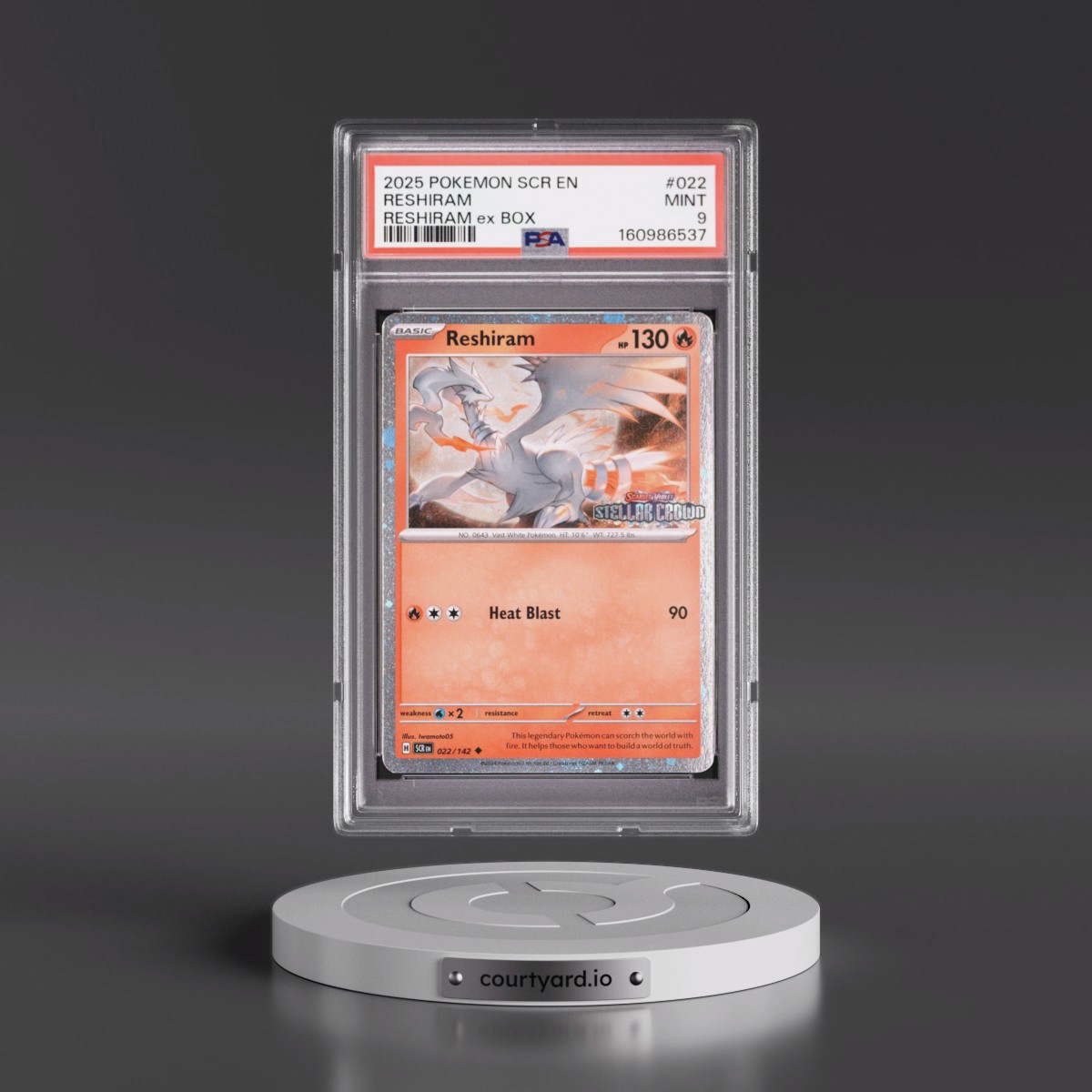 2025 Pokémon Scr EN-Stellar Crown #022 Reshiram - Reshiram EX Box (PSA 9 MINT)