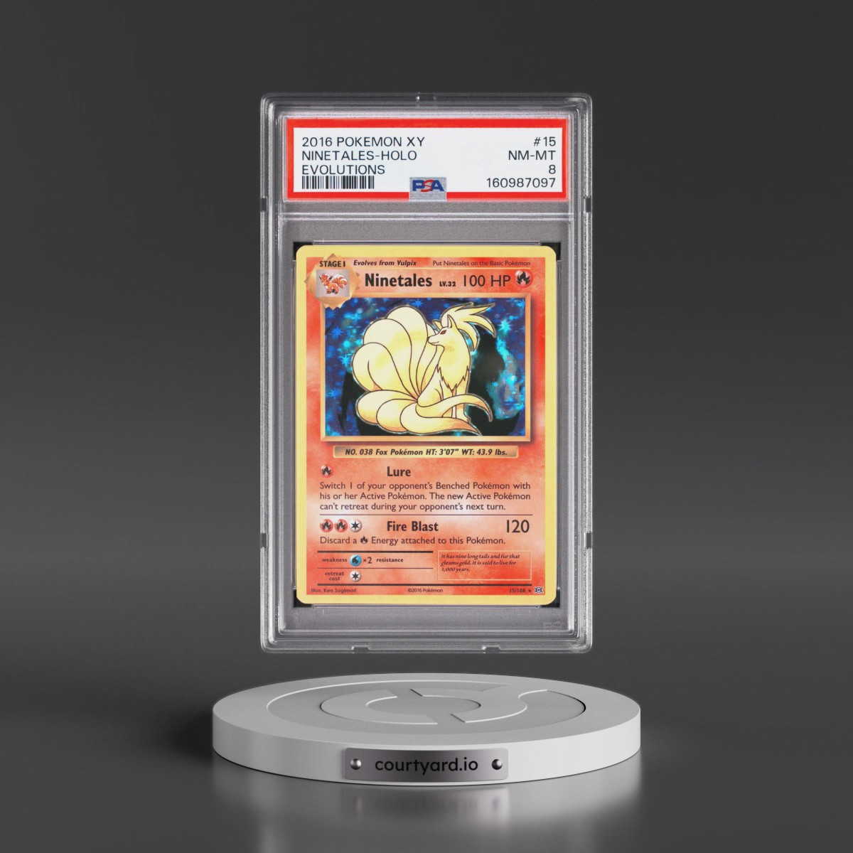 2016 Pokémon XY Evolutions #15 Ninetales - Holo (PSA 8 NM-MT)