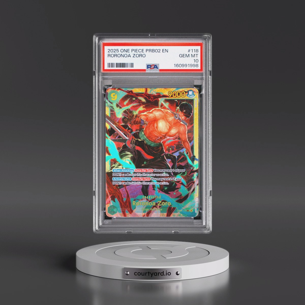 2025 One Piece PRB02-Premium Booster -One Piece Card the Best- Vol.2 #118 Roronoa Zoro (PSA 10 GEM MINT)