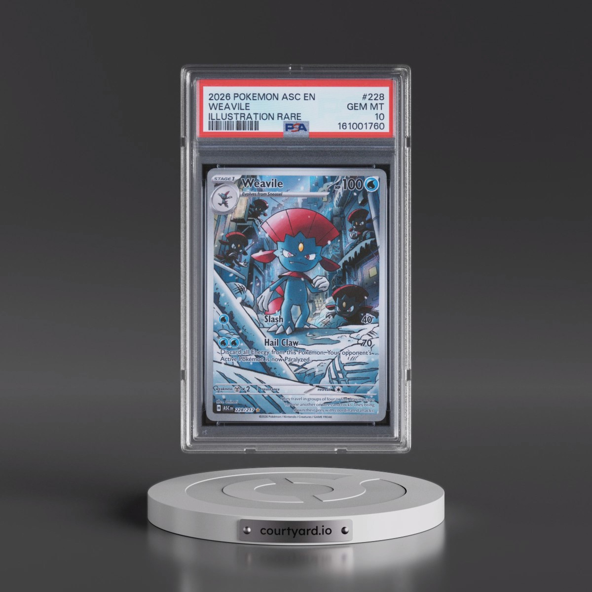 2026 Pokémon Asc EN-Ascended Heroes #228 Weavile - Illustration Rare (PSA 10 GEM MINT)