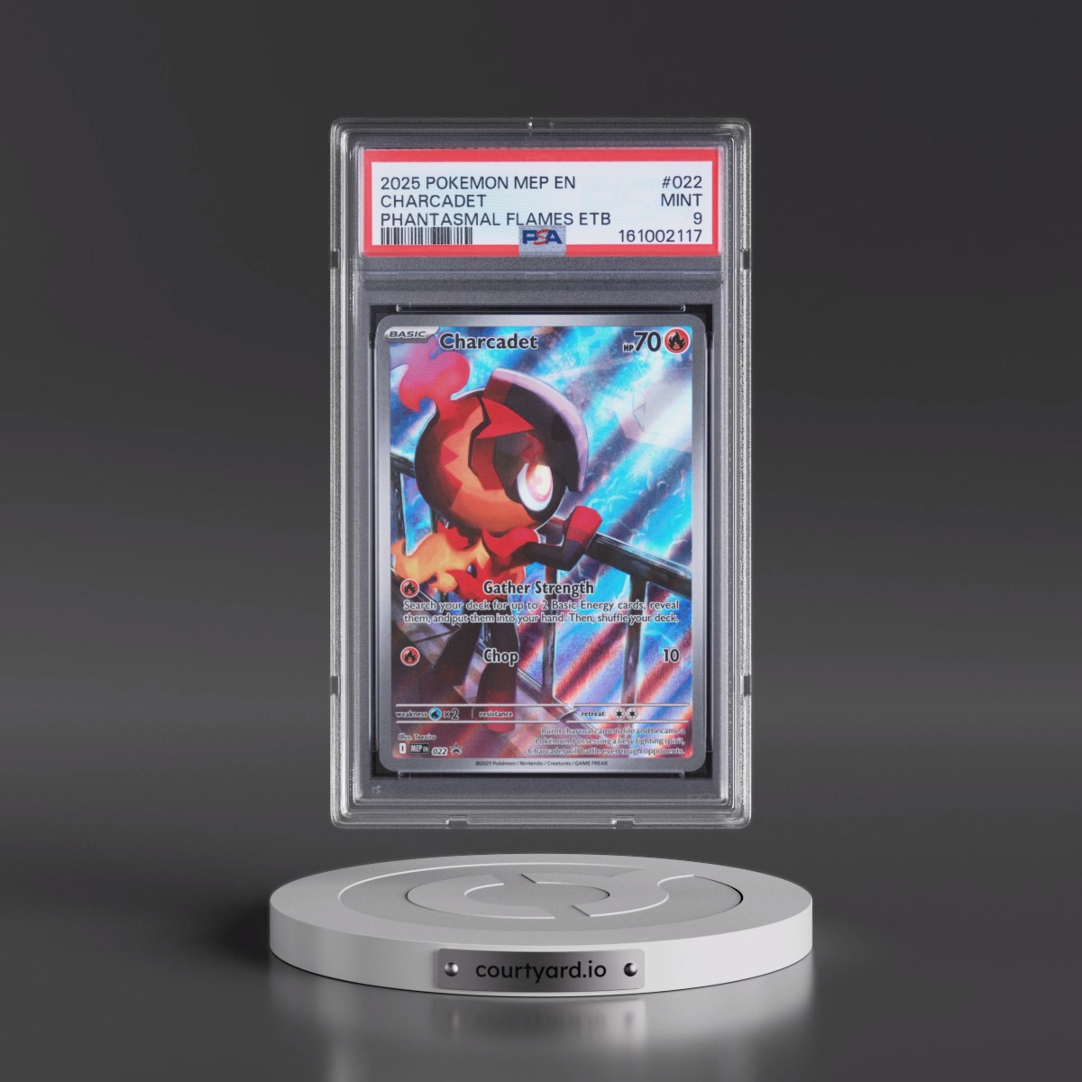 2025 Pokémon Mep EN-Me Black Star Promo #022 Charcadet - Phantasmal Flames Elite Trainer Box (PSA 9 MINT)