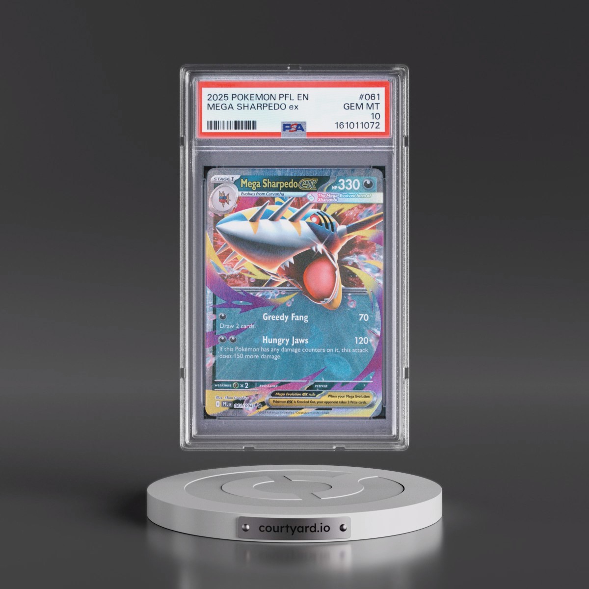 2025 Pokémon Pfl EN-Phantasmal Flames #061 Mega Sharpedo EX - Holo (PSA 10 GEM MINT)