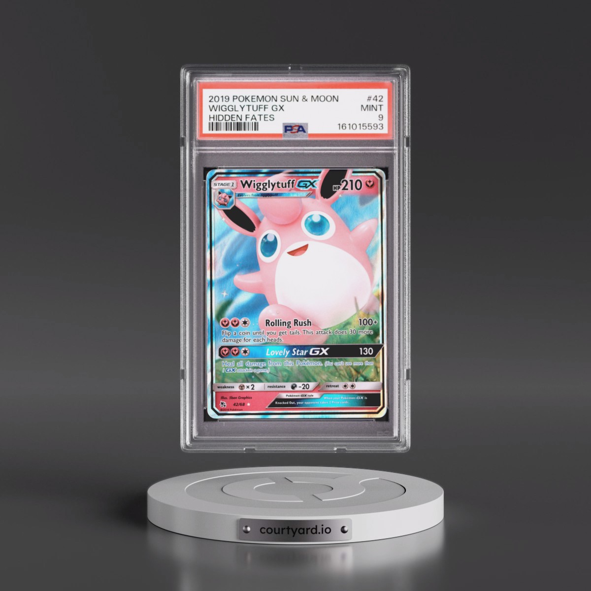 2019 Pokémon Sun & Moon Hidden Fates #42 Wigglytuff GX - Holo (PSA 9 MINT)