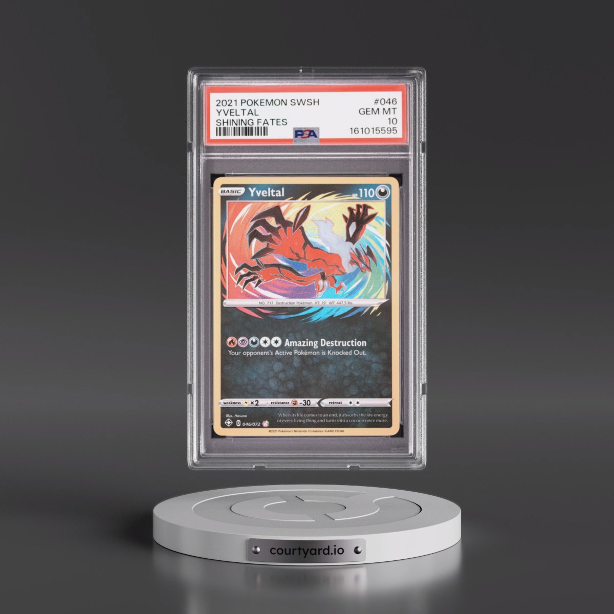 2021 Pokémon Sword & Shield Shining Fates #046 Yveltal (PSA 10 GEM MINT)