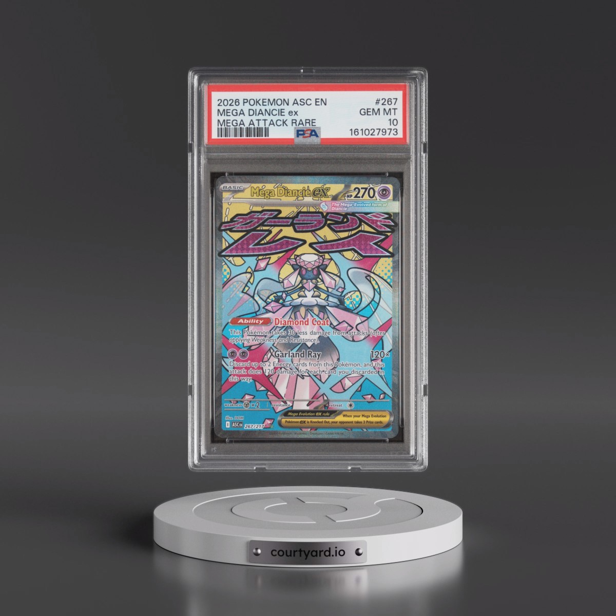 2026 Pokémon Asc EN-Ascended Heroes #267 Mega Diancie EX - Holo Mega Attack Rare (PSA 10 GEM MINT)