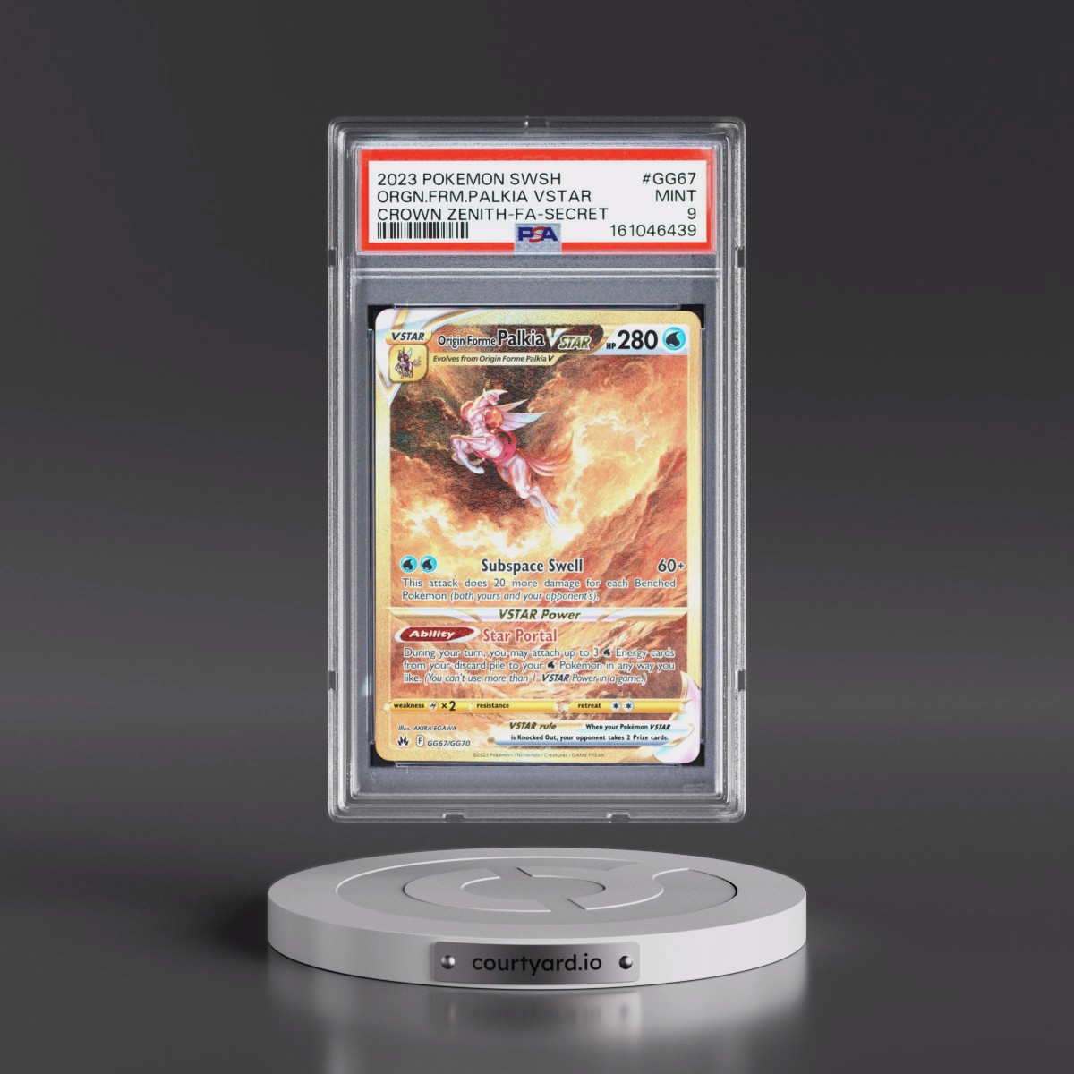 2023 Pokémon Sword and Shield Crown Zenith #GG67 Origin Forme Palkia Vstar - Full Art Secret (PSA 9 MINT)