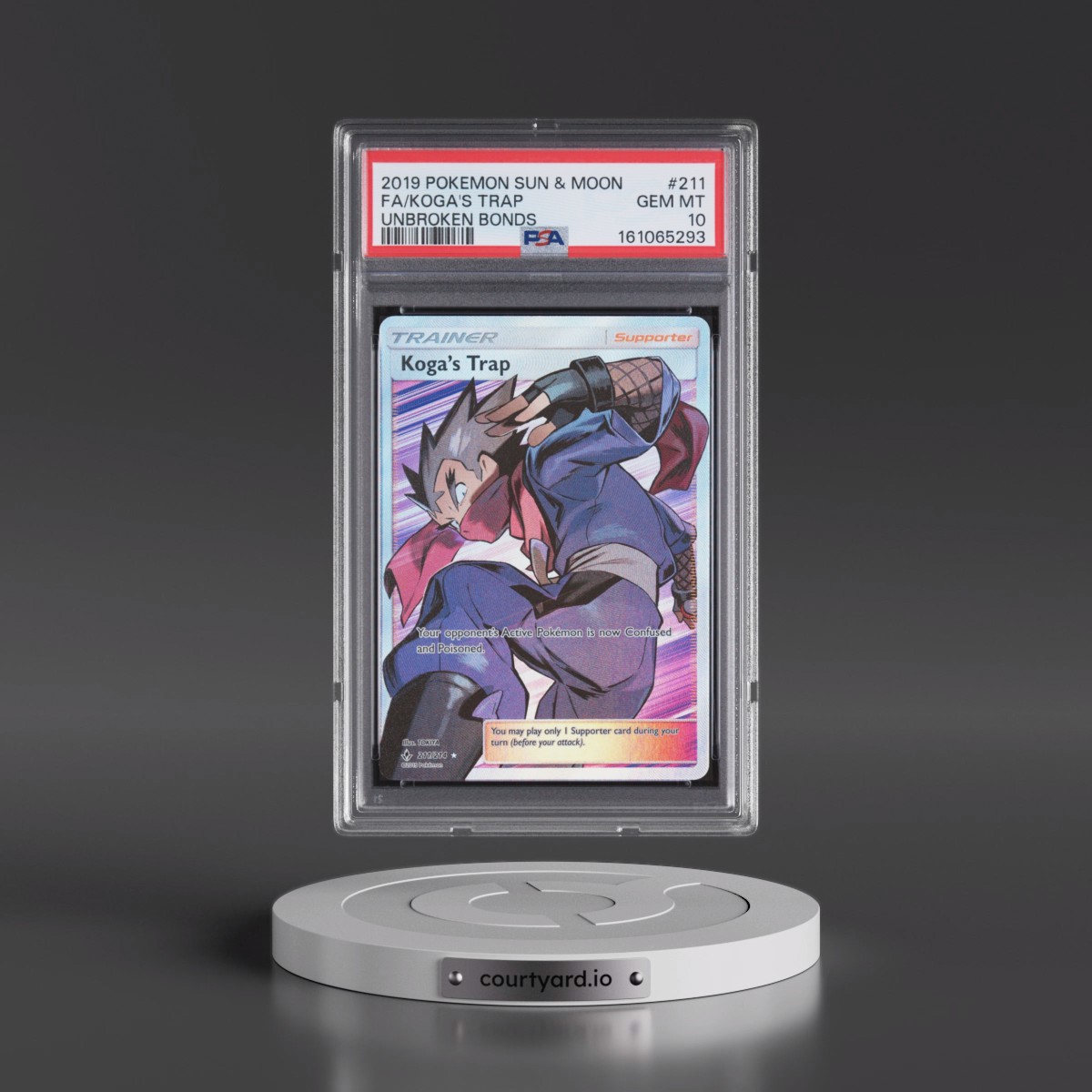2019 Pokémon Sun & Moon Unbroken Bonds #211 Koga's Trap - Full Art (PSA 10 GEM MINT)