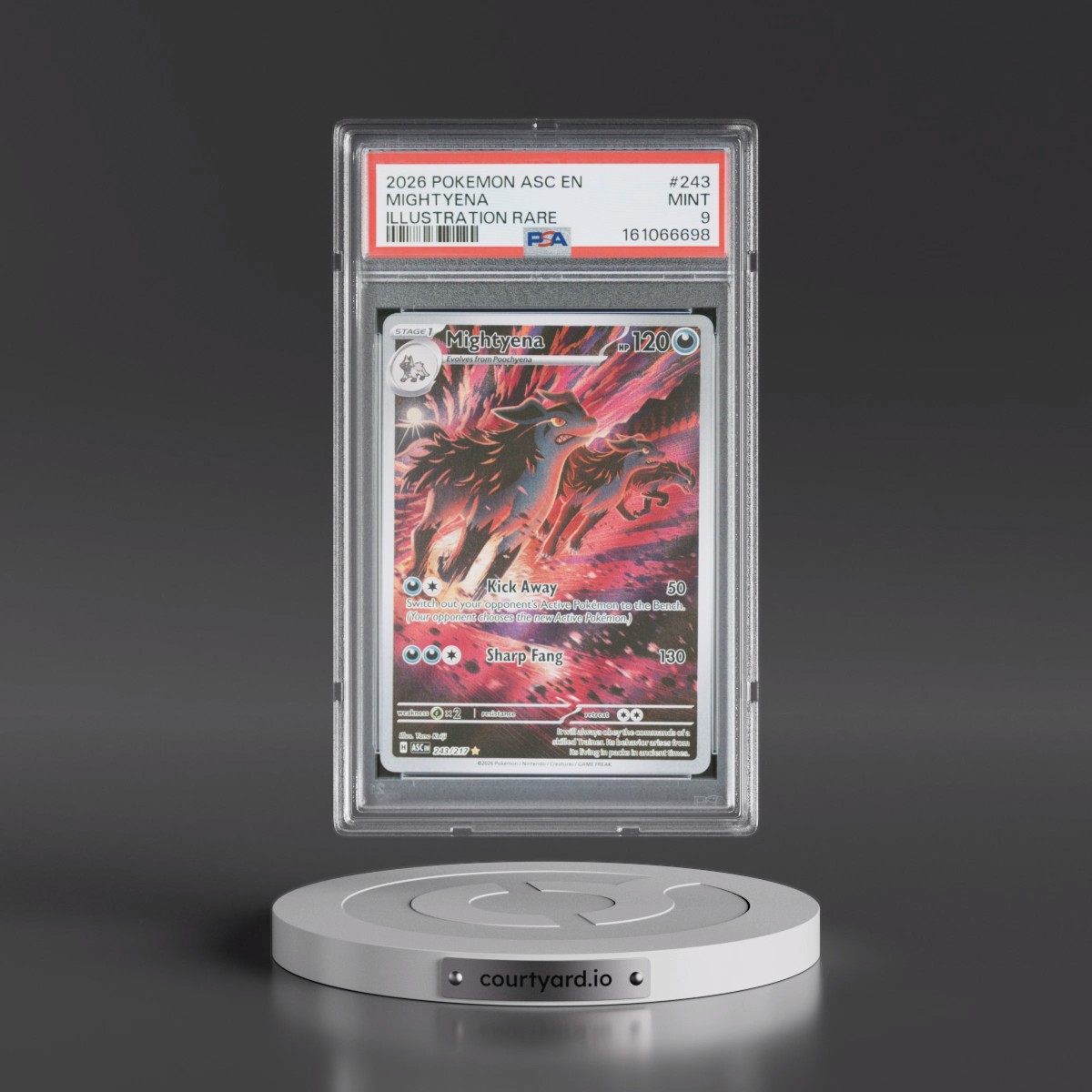 2026 Pokémon Asc EN-Ascended Heroes #243 Mightyena - Illustration Rare (PSA 9 MINT)