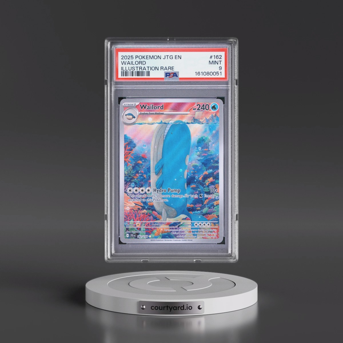 2025 Pokémon Jtg EN-Journey Together #162 Wailord - Illustration Rare (PSA 9 MINT)