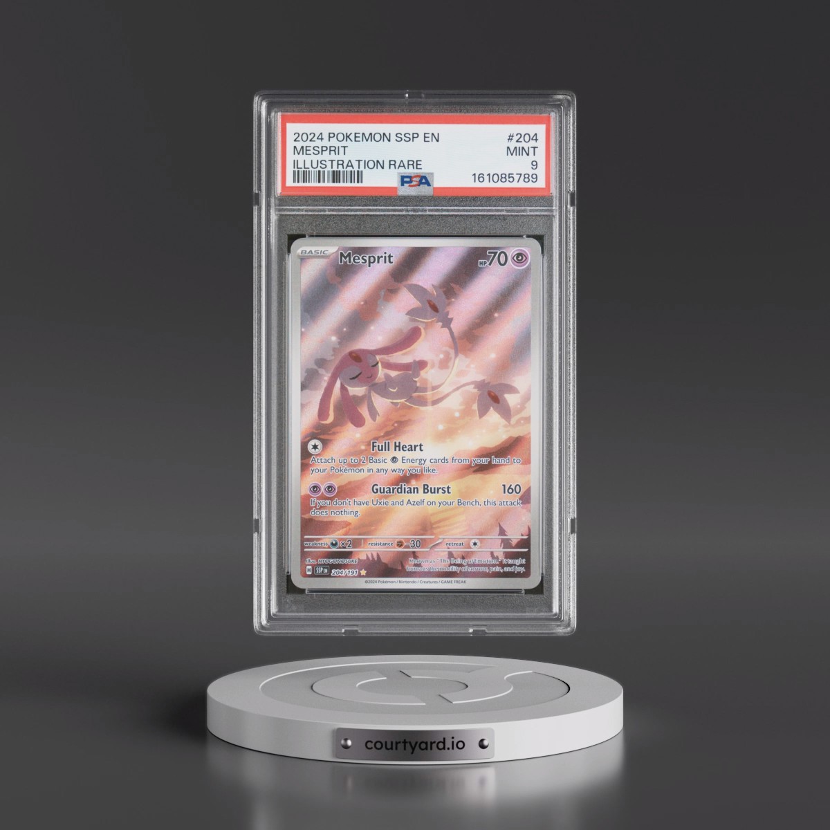 2024 Pokémon Ssp EN-Surging Sparks #204 Mesprit - Illustration Rare (PSA 9 MINT)