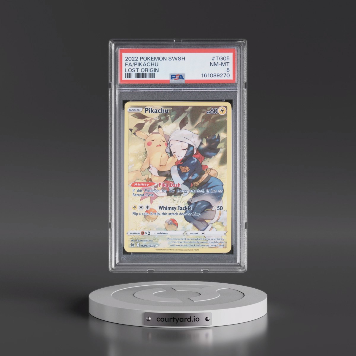 2022 Pokémon Sword & Shield Lost Origin #TG05 Pikachu - Full Art (PSA 8 NM-MT)