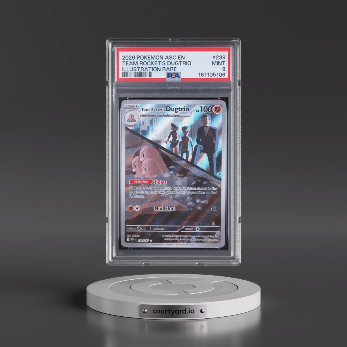 2026 Pokémon Asc EN-Ascended Heroes #239 Team Rocket's Dugtrio - Illustration Rare (PSA 9 MINT)