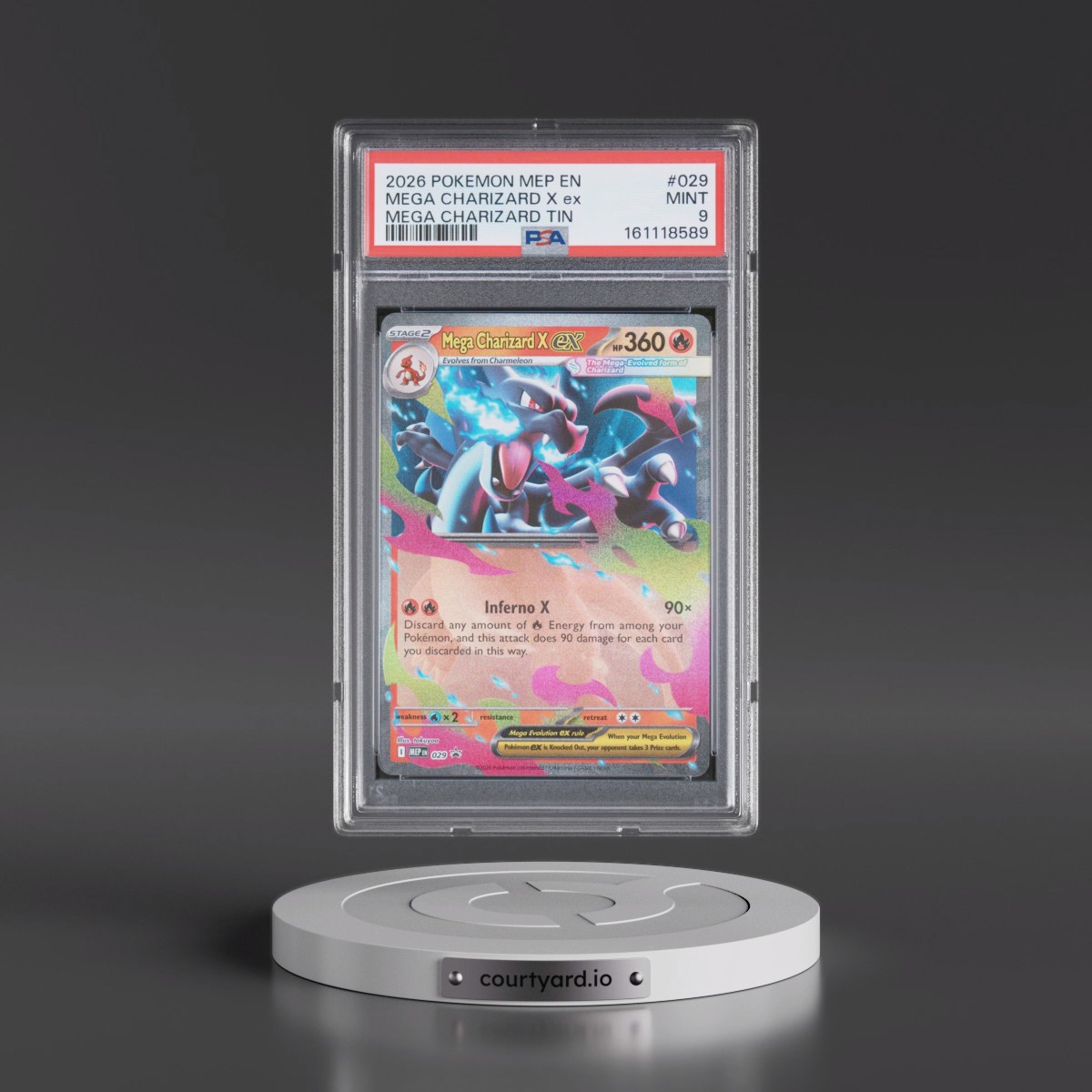 2026 Pokémon Mep EN-Me Black Star Promo #029 Mega Charizard X EX - Holo Mega Charizard Tin (PSA 9 MINT)