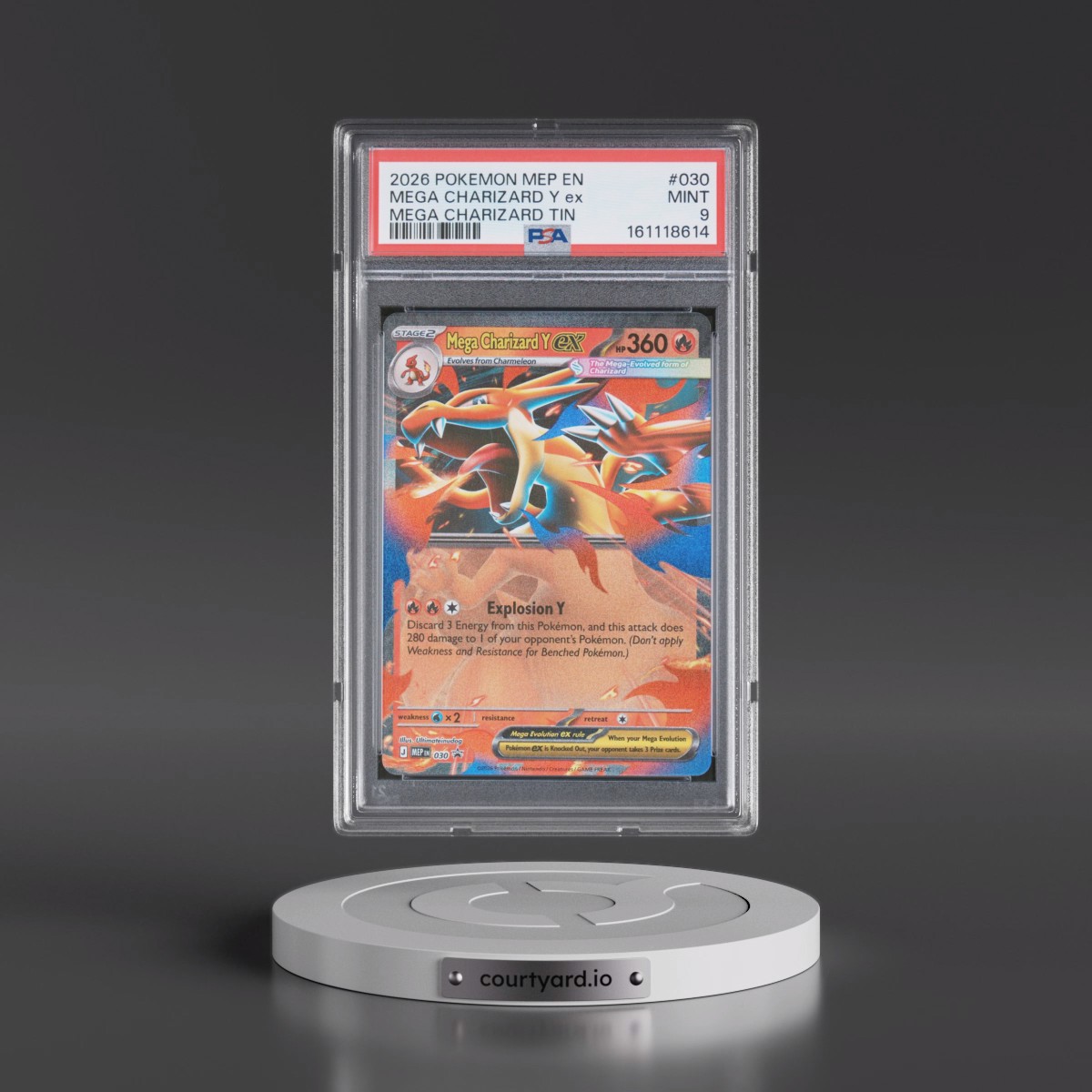 2026 Pokémon Mep EN-Me Black Star Promo #030 Mega Charizard Y EX - Holo Mega Charizard Tin (PSA 9 MINT)