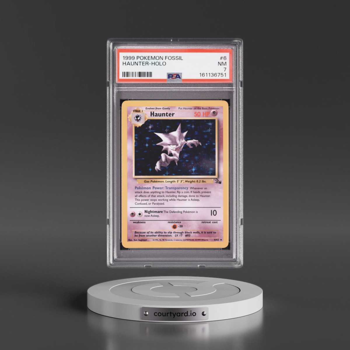 1999 Pokémon Fossil #6 Haunter - Holo (PSA 7 NM)