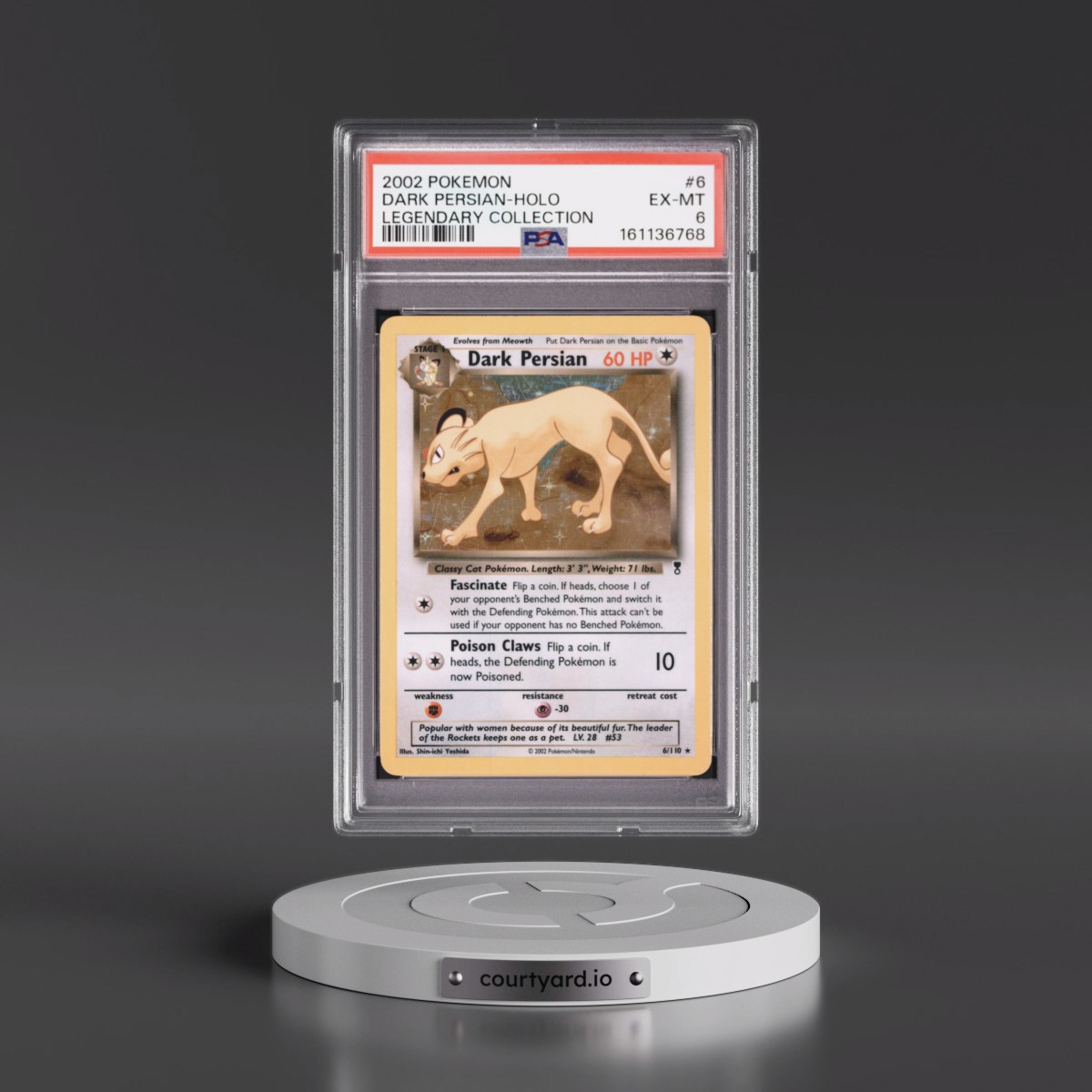 2002 Pokémon Legendary Collection #6 Dark Persian - Holo (PSA 6 EX-MT)
