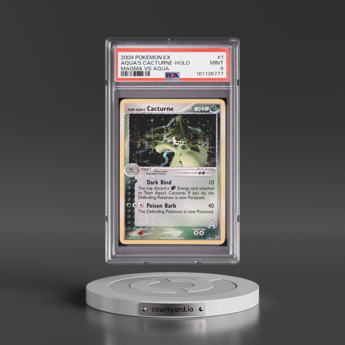 2004 Pokémon EX Team Magma VS Team Aqua #1 Team Aqua's Cacturne - Holo (PSA 9 MINT)