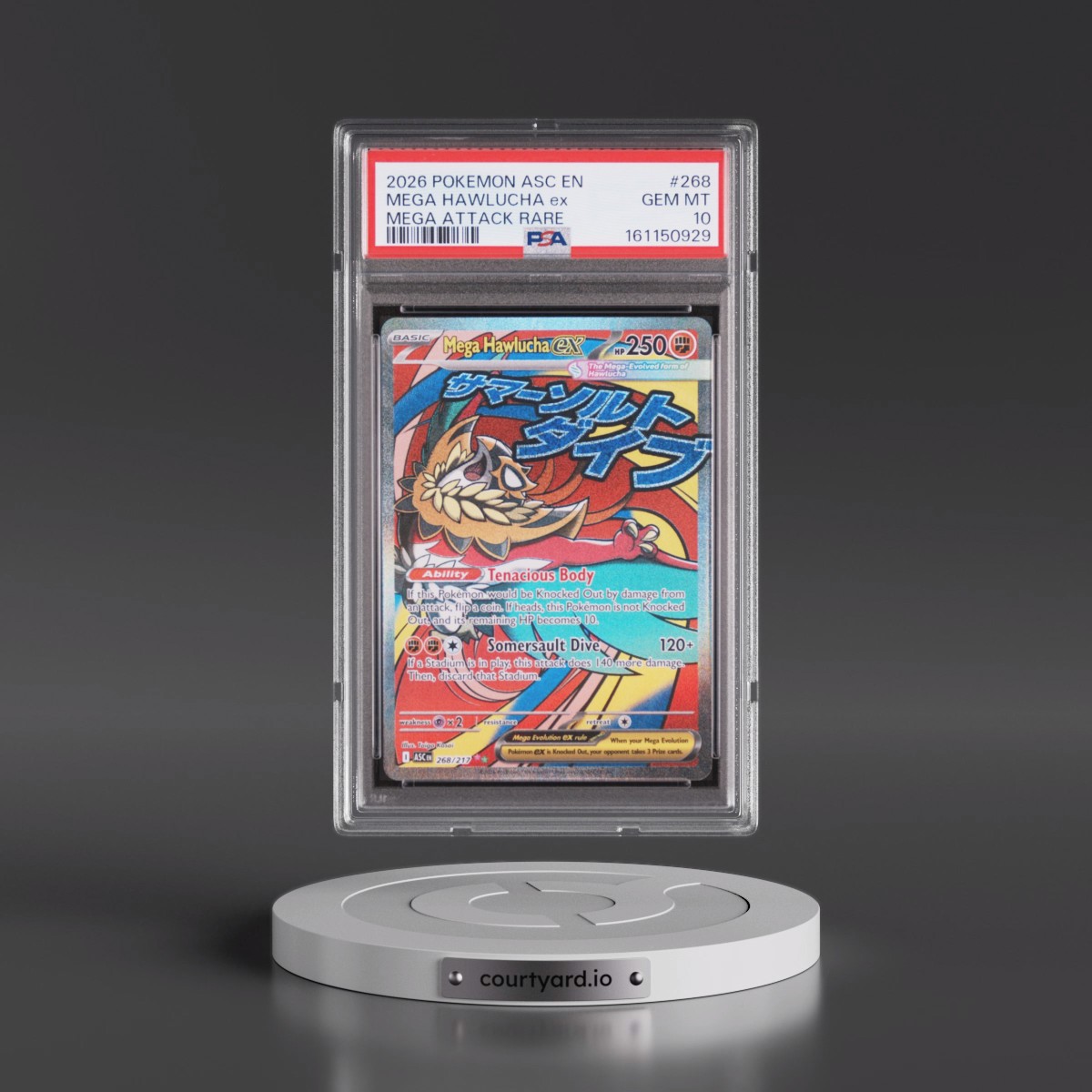 2026 Pokémon Asc EN-Ascended Heroes #268 Mega Hawlucha EX - Holo Mega Attack Rare (PSA 10 GEM MINT)