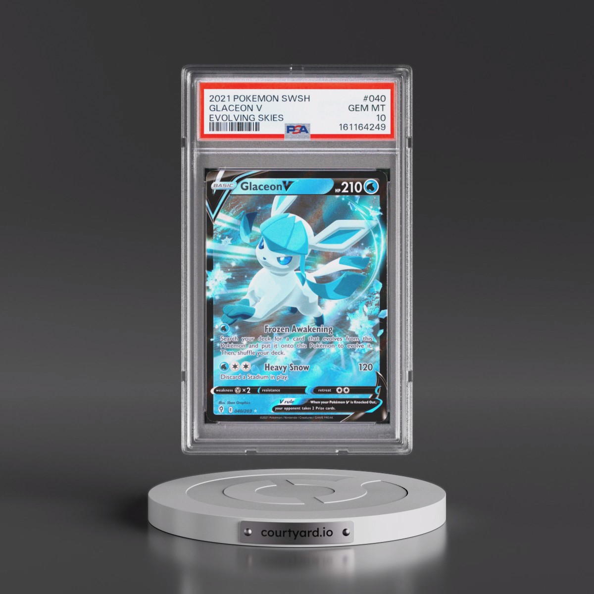 2021 Pokémon Sword & Shield Evolving Skies #040 Glaceon V - Holo (PSA 10 GEM MINT)