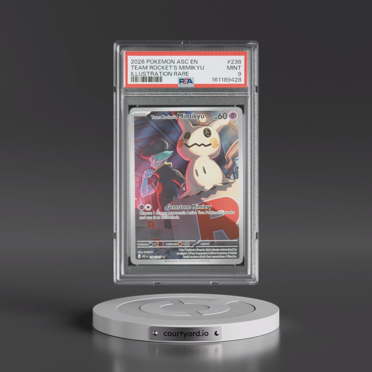 2026 Pokémon Asc EN-Ascended Heroes #238 Team Rocket's Mimikyu - Illustration Rare (PSA 9 MINT)