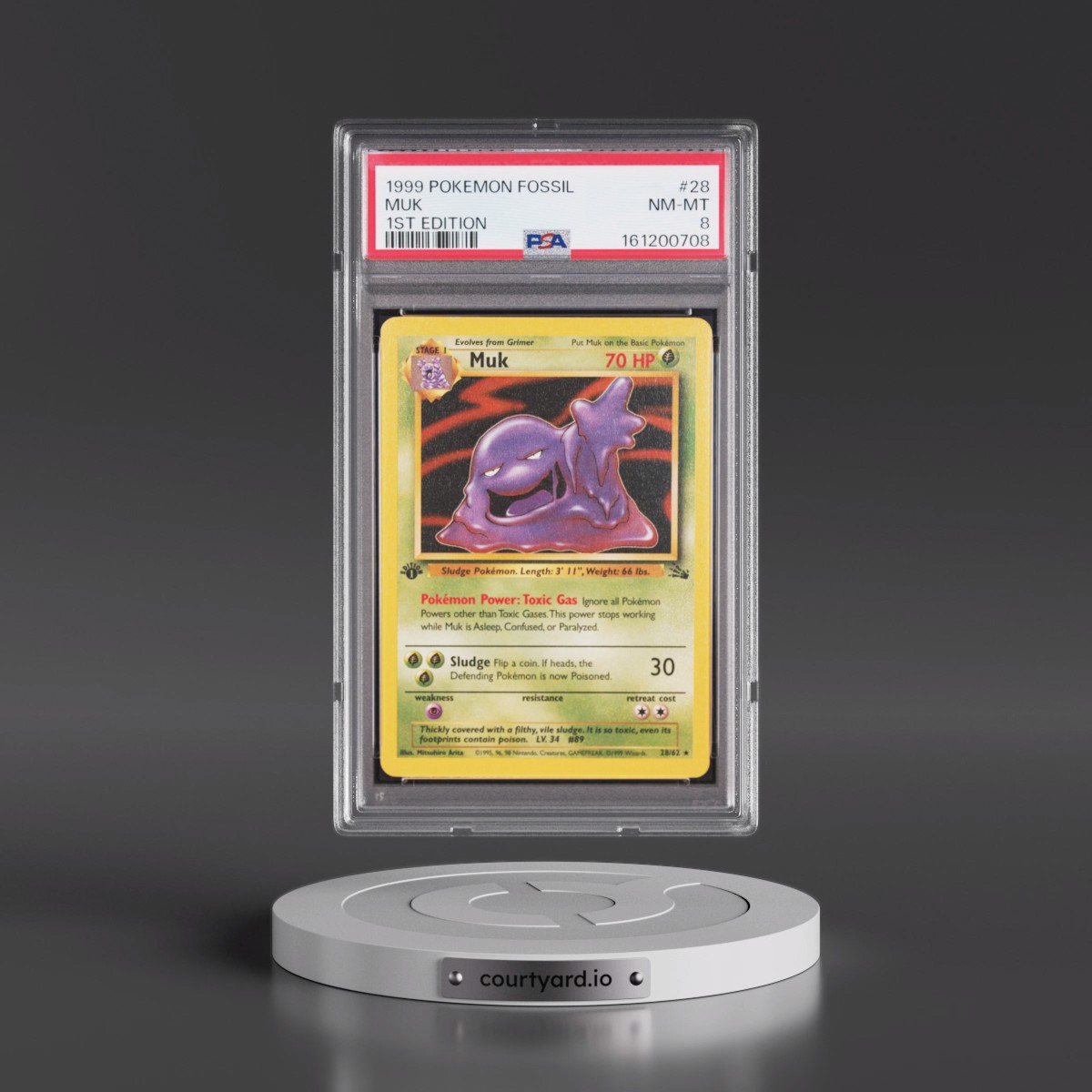 1999 Pokémon Fossil #28 Muk - 1st Edition (PSA 8 NM-MT)