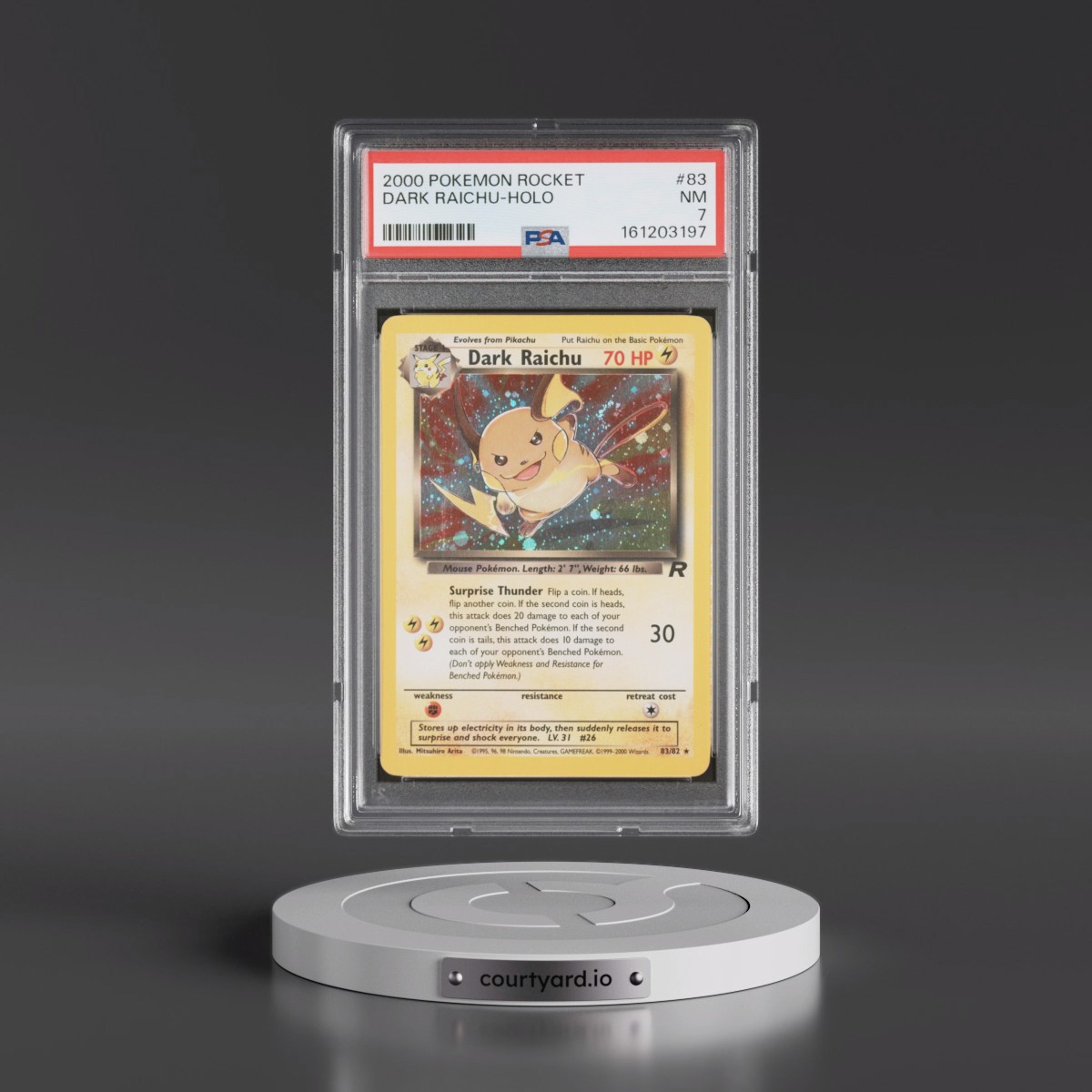 2000 Pokémon Rocket #83 Dark Raichu - Holo (PSA 7 NM)