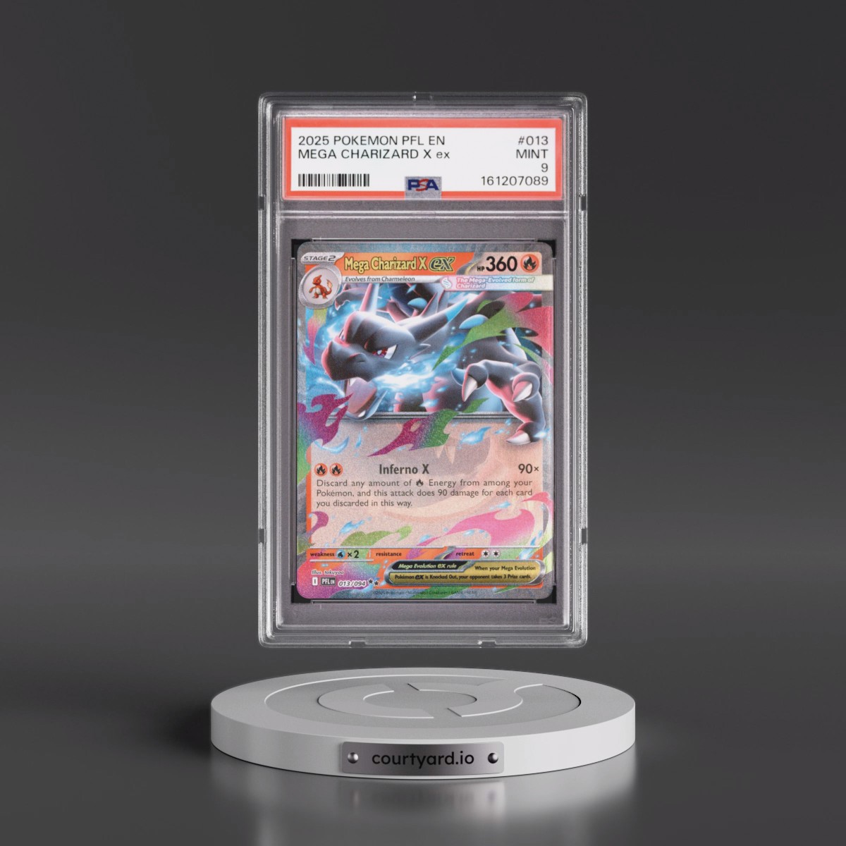 2025 Pokémon Pfl EN-Phantasmal Flames #013 Mega Charizard X EX - Holo (PSA 9 MINT)