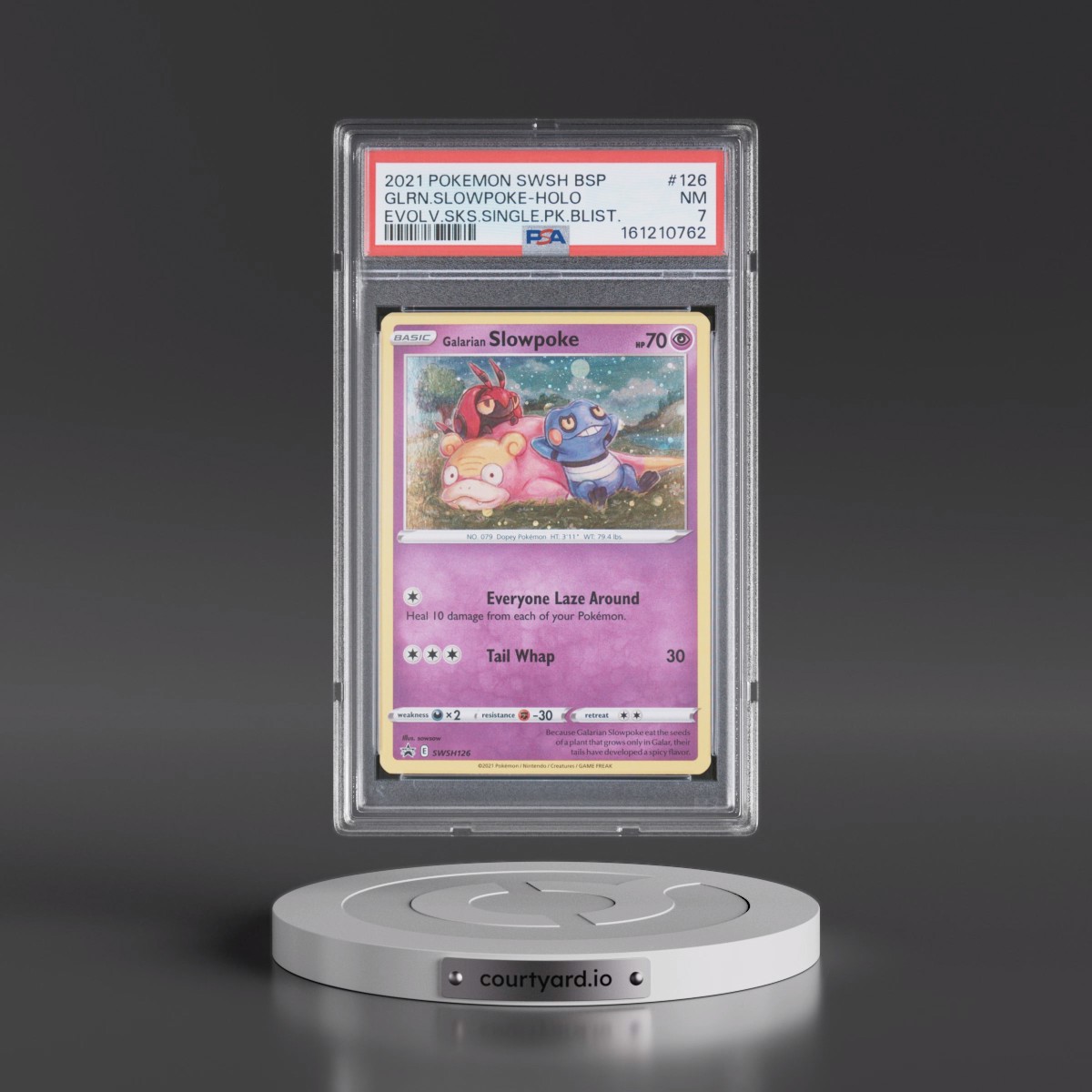 2021 Pokémon Swsh Black Star Promo #126 Galarian Slowpoke - Holo Evolving Skies Single Pack Blisters (PSA 7 NM)