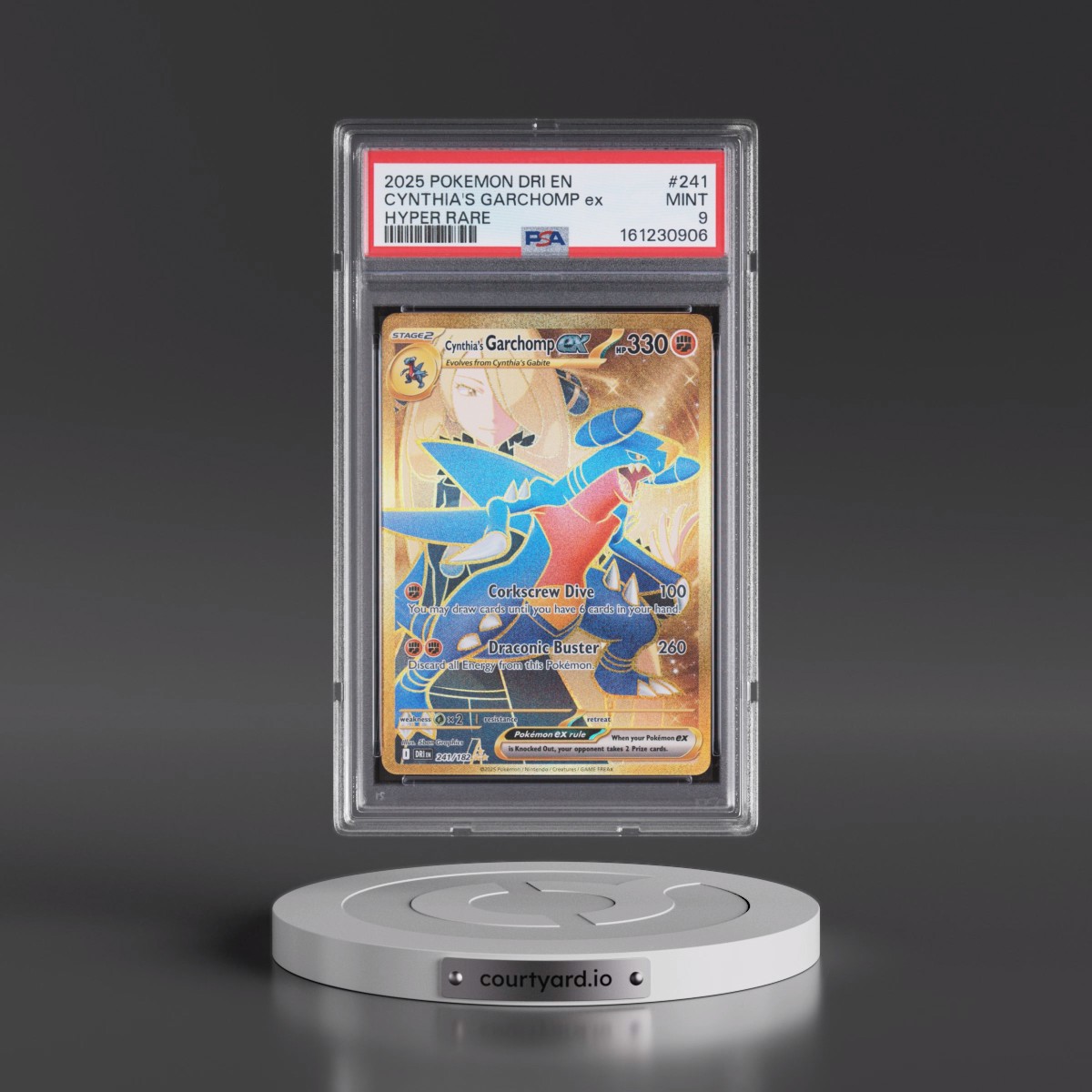 2025 Pokémon Dri EN-Destined Rivals #241 Cynthia's Garchomp EX - Holo Hyper Rare (PSA 9 MINT)