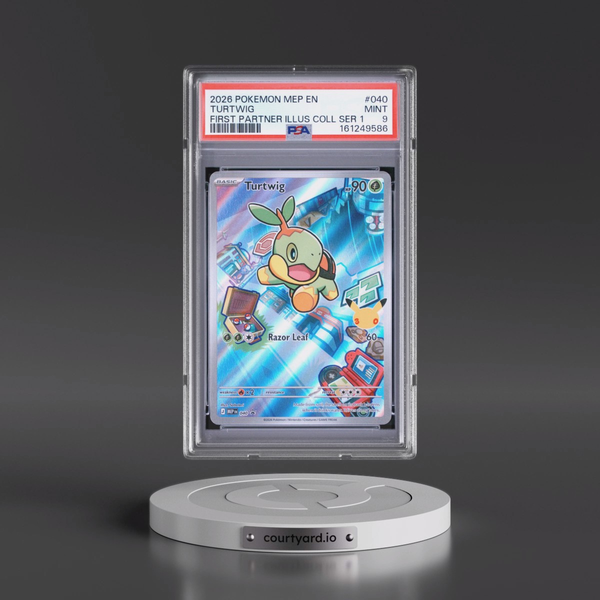 2026 Pokémon Mep EN-Me Black Star Promo #040 Turtwig - First Partner Illustration Collection Series 1 (PSA 9 MINT)