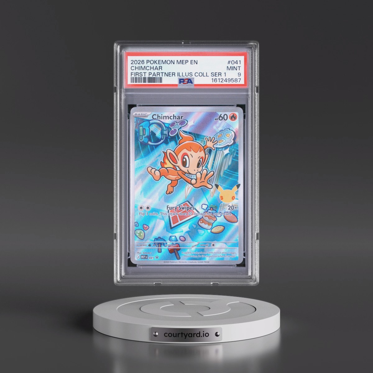 2026 Pokémon Mep EN-Me Black Star Promo #041 Chimchar - First Partner Illustration Collection Series 1 (PSA 9 MINT)
