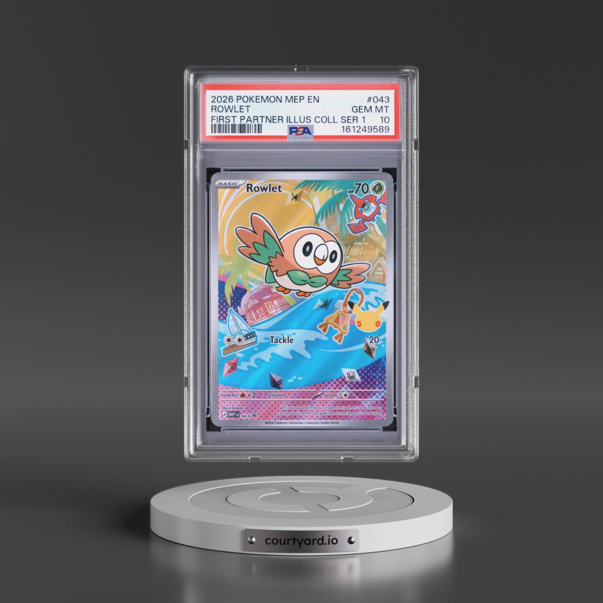 2026 Pokémon Mep EN-Me Black Star Promo #043 Rowlet - First Partner Illustration Collection Series 1 (PSA 10 GEM MINT)