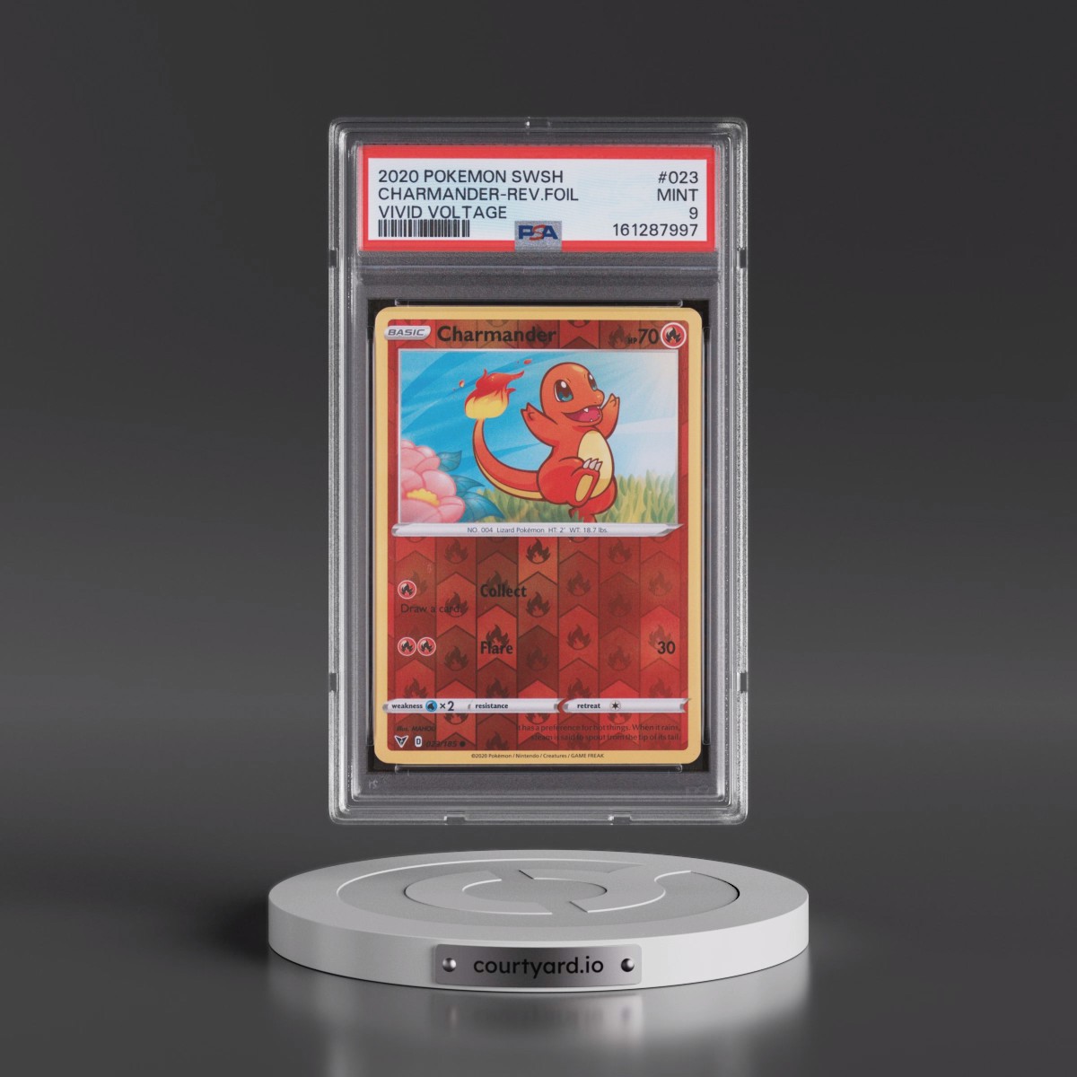 2020 Pokémon Sword & Shield Vivid Voltage #023 Charmander - Reverse Foil (PSA 9 MINT)